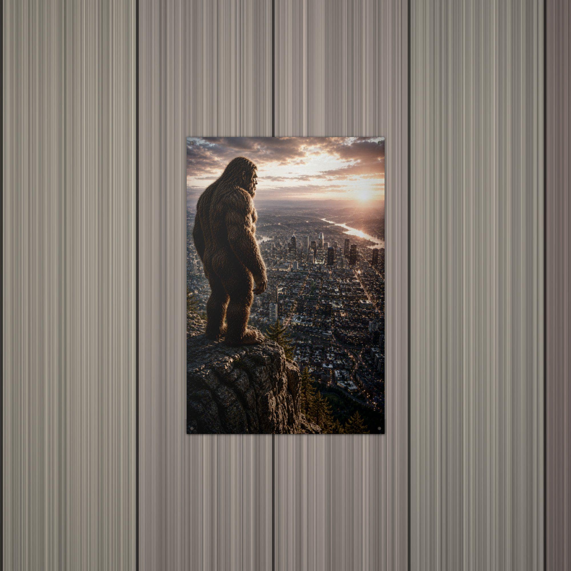 City Lights Bigfoot Metal Sign Bigfoot Aluminum Sign — alternate angle