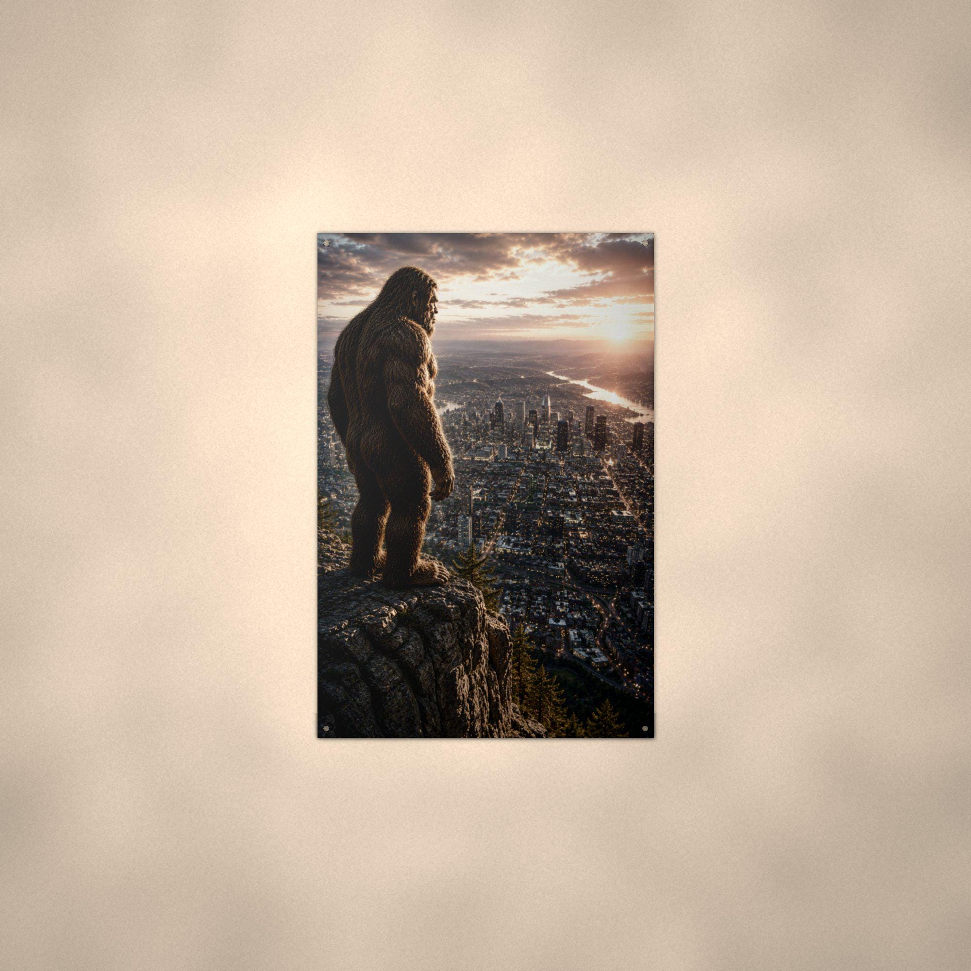 City Lights Bigfoot Metal Sign Bigfoot Aluminum Sign — alternate angle