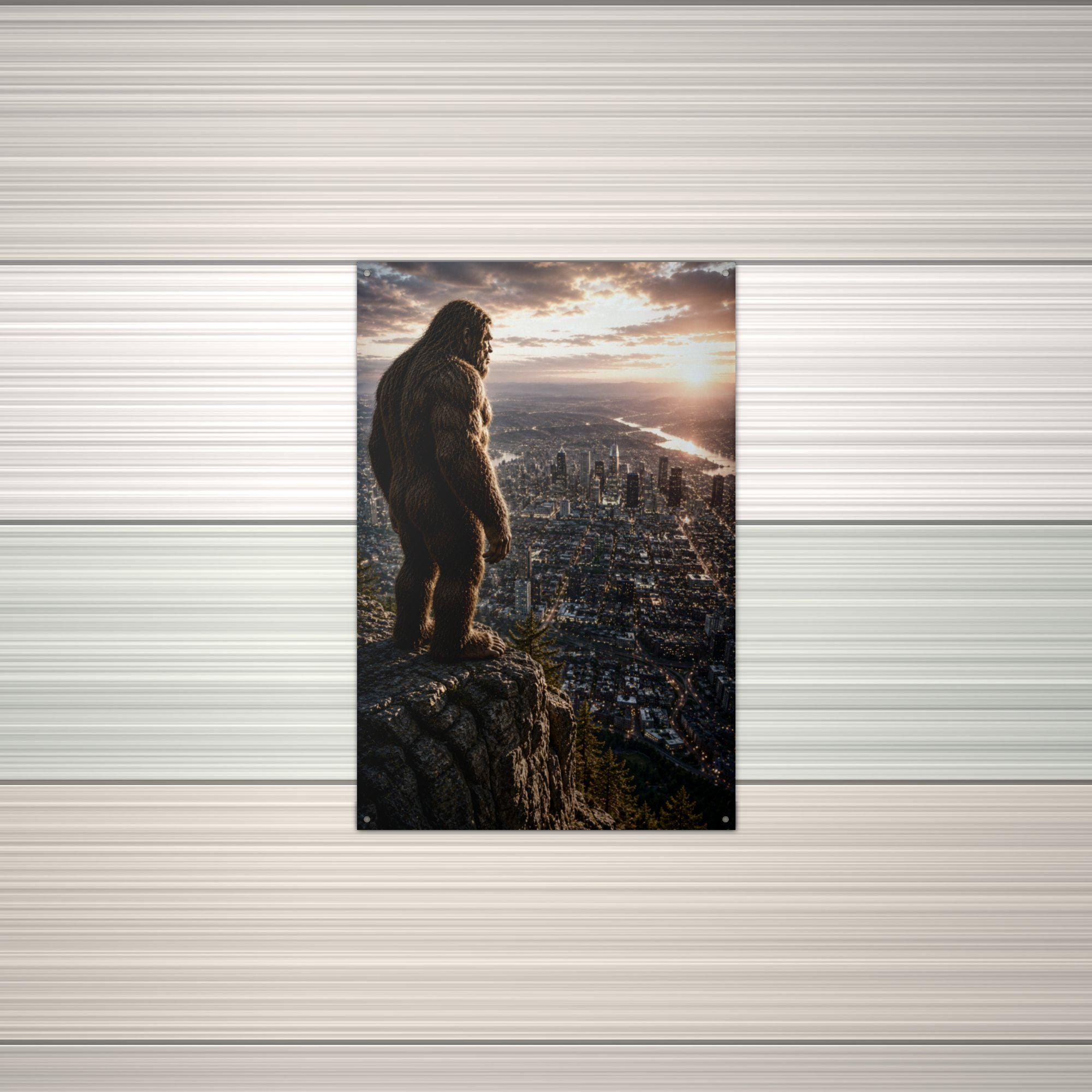 City Lights Bigfoot Metal Sign Bigfoot Aluminum Sign — alternate angle