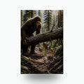 Bigfoot Lifting Fallen Log for Deer Metal Sig Bigfoot Aluminum Sign — front view on white background