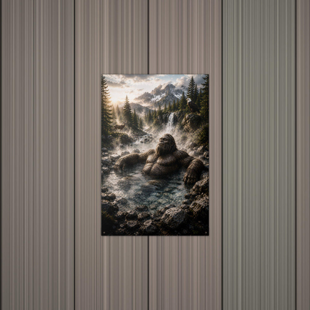 Hot Spring Soak Bigfoot Metal Sign Bigfoot Aluminum Sign — alternate angle