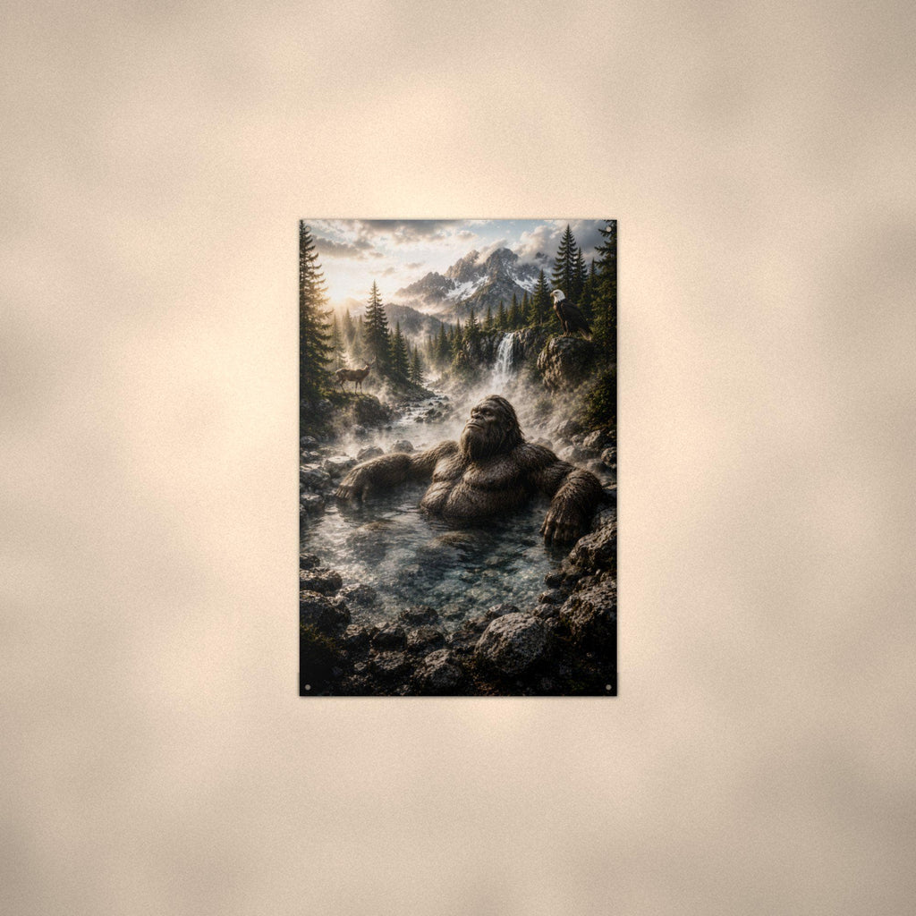 Hot Spring Soak Bigfoot Metal Sign Bigfoot Aluminum Sign — alternate angle