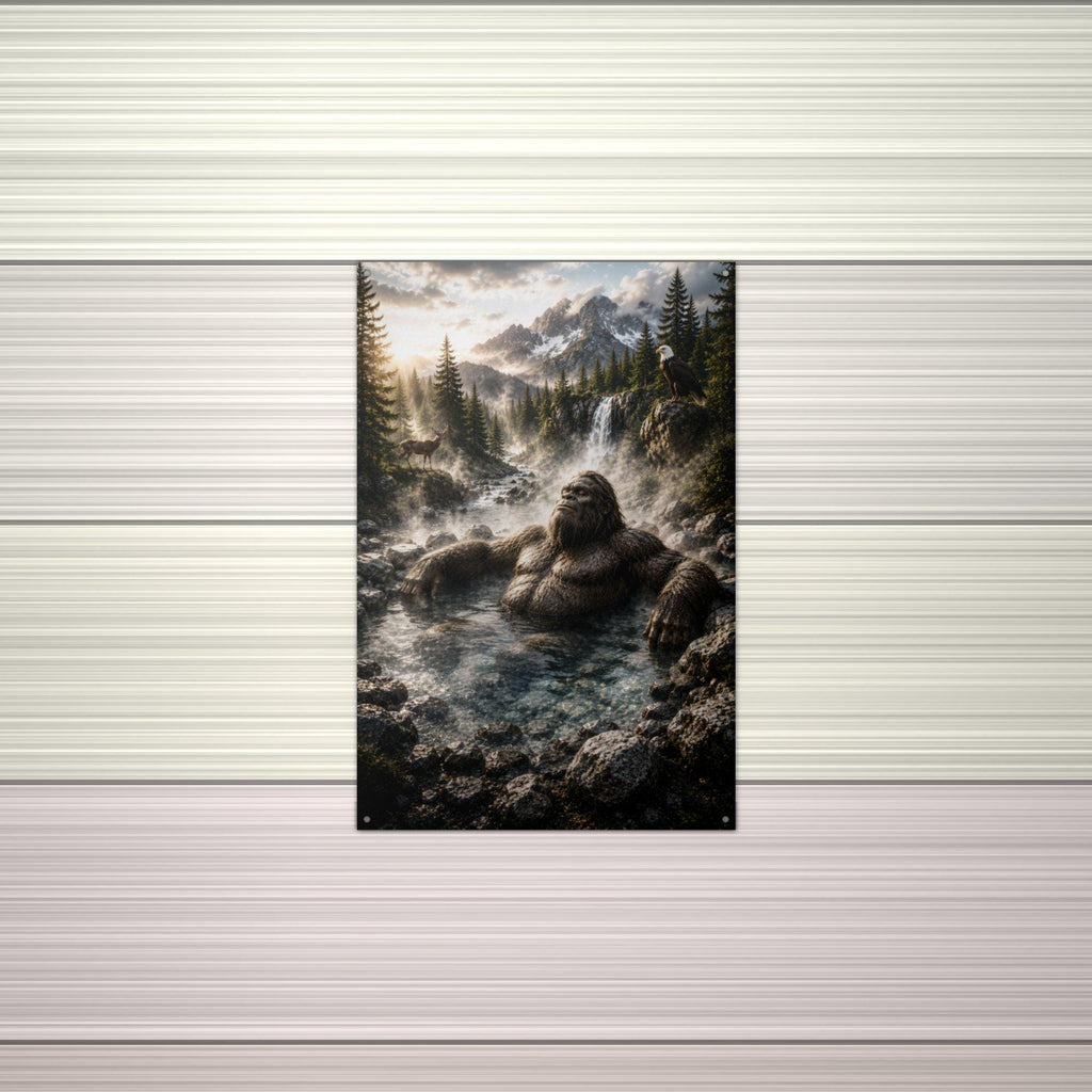Hot Spring Soak Bigfoot Metal Sign Bigfoot Aluminum Sign — alternate angle