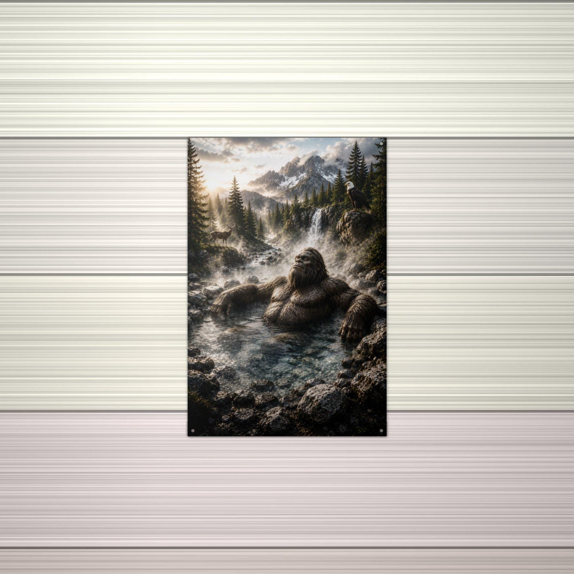 Hot Spring Soak Bigfoot Metal Sign Bigfoot Aluminum Sign — alternate angle