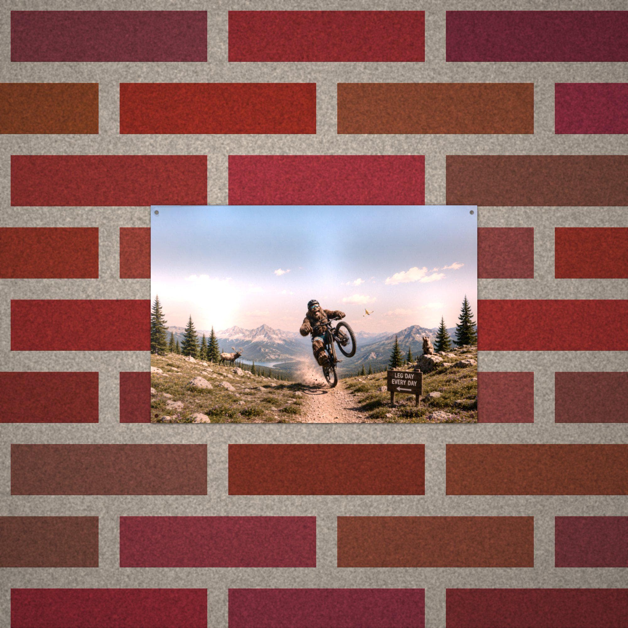 Mountain Bike Bigfoot Scenic Metal Sign Bigfoot Aluminum Sign — alternate angle