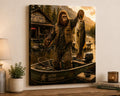 Fisherman Bigfoot Canvas Print Canvas Print — front view on white background