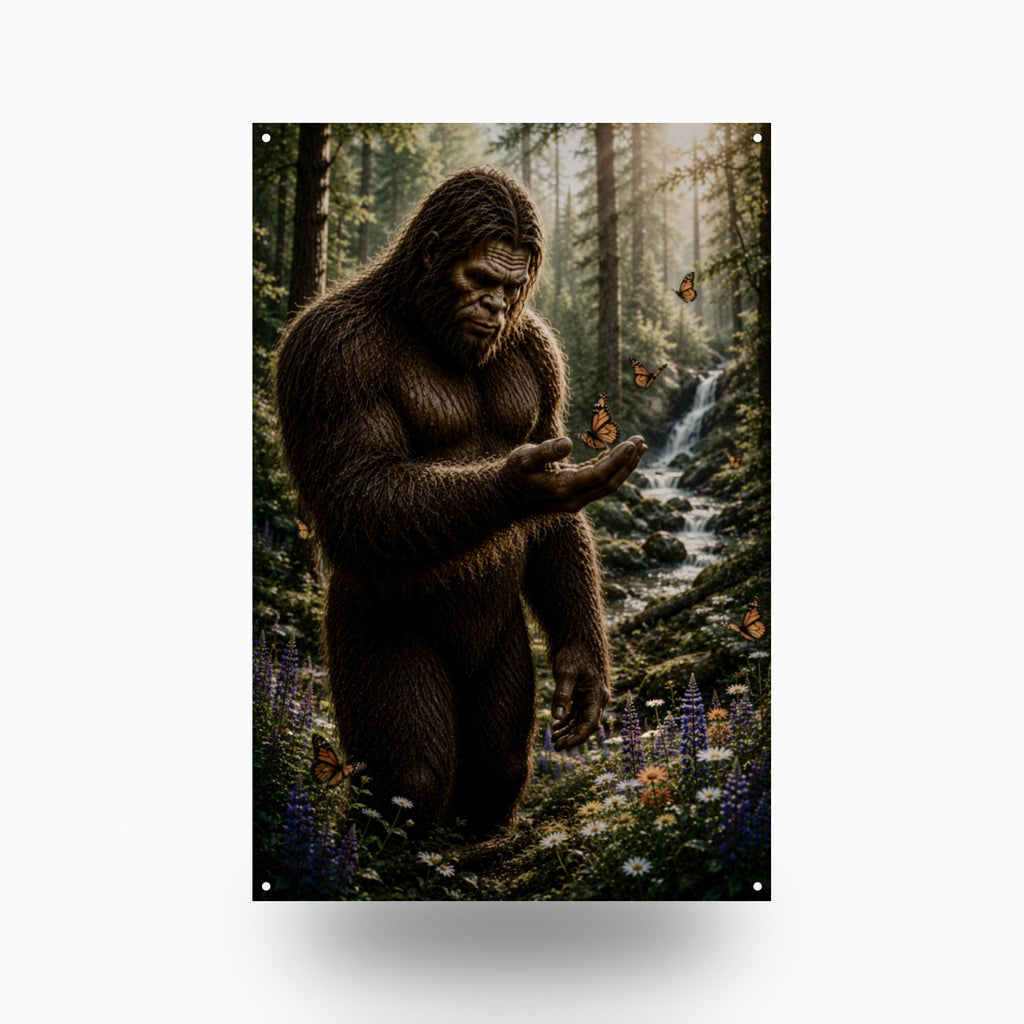 Butterfly Bigfoot Metal Sign Bigfoot Aluminum Sign — front view on white background