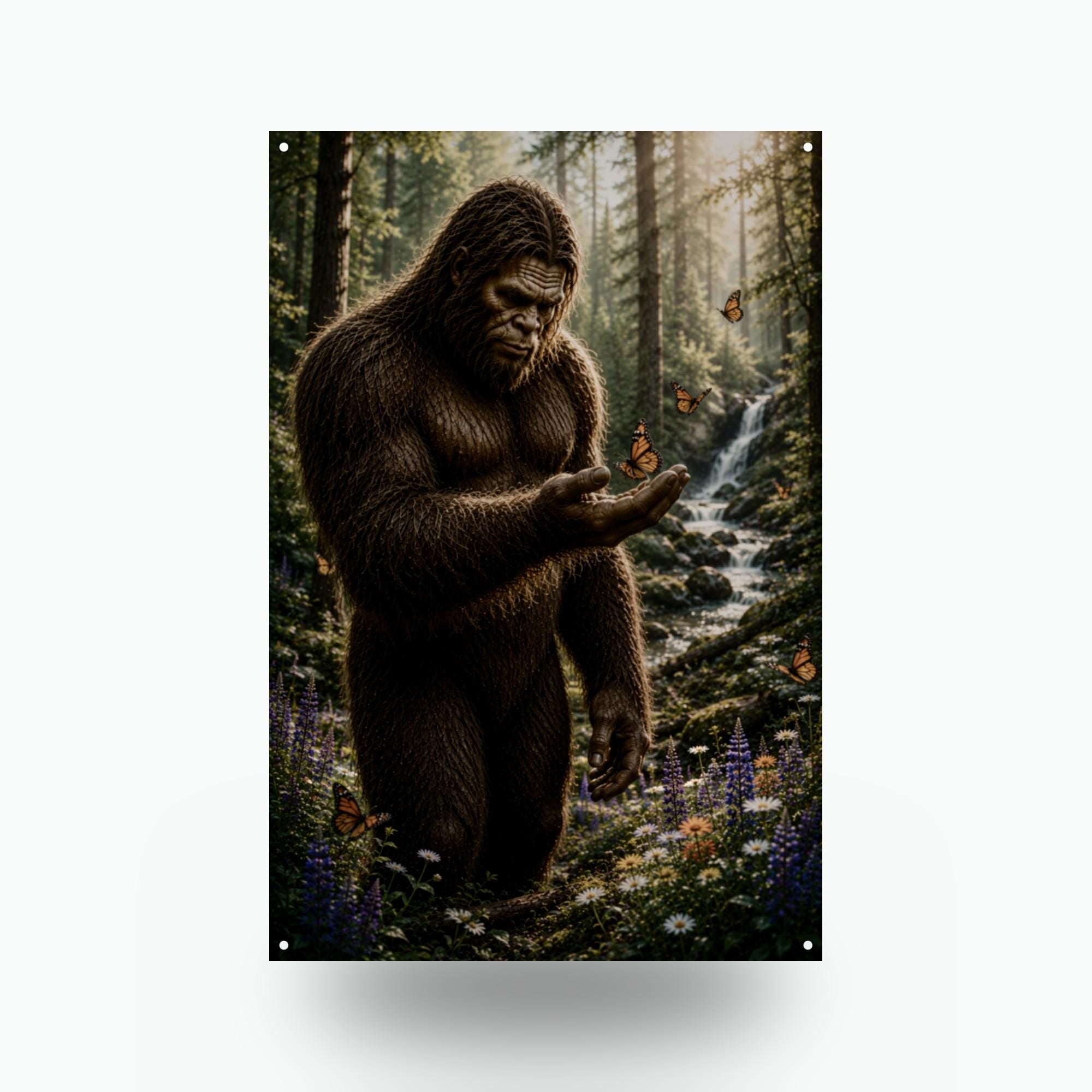 Butterfly Bigfoot Metal Sign Bigfoot Aluminum Sign — front view on white background