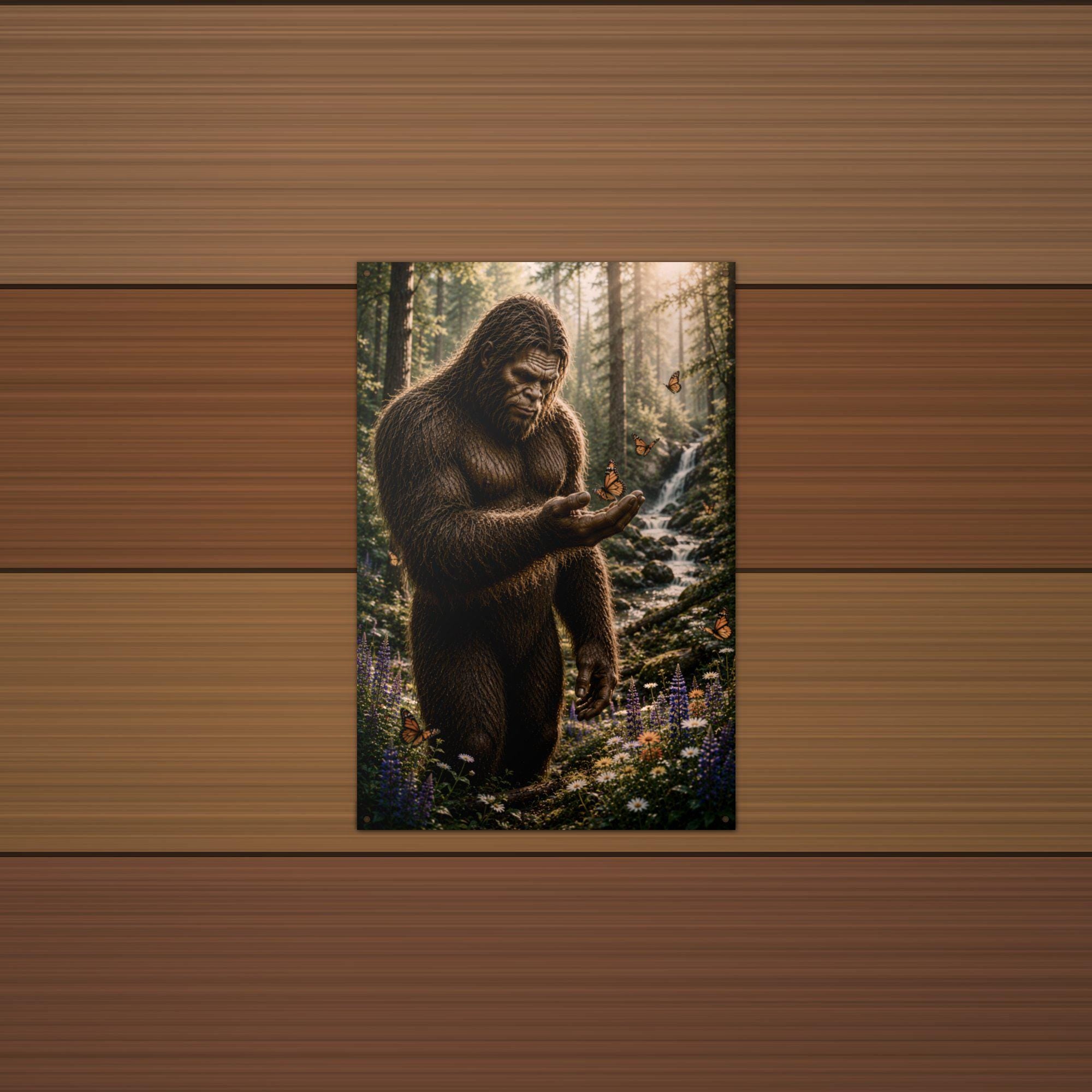 Butterfly Bigfoot Metal Sign Bigfoot Aluminum Sign — detail view