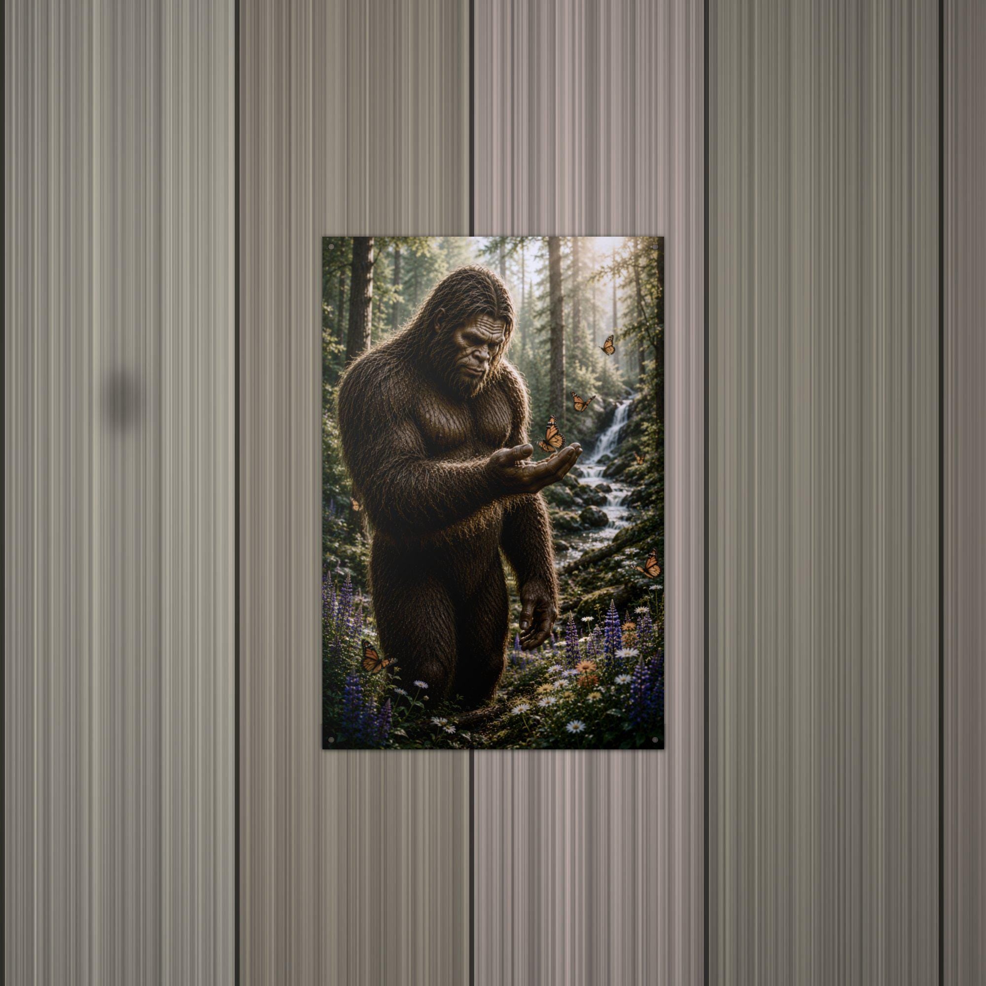 Butterfly Bigfoot Metal Sign Bigfoot Aluminum Sign — alternate angle