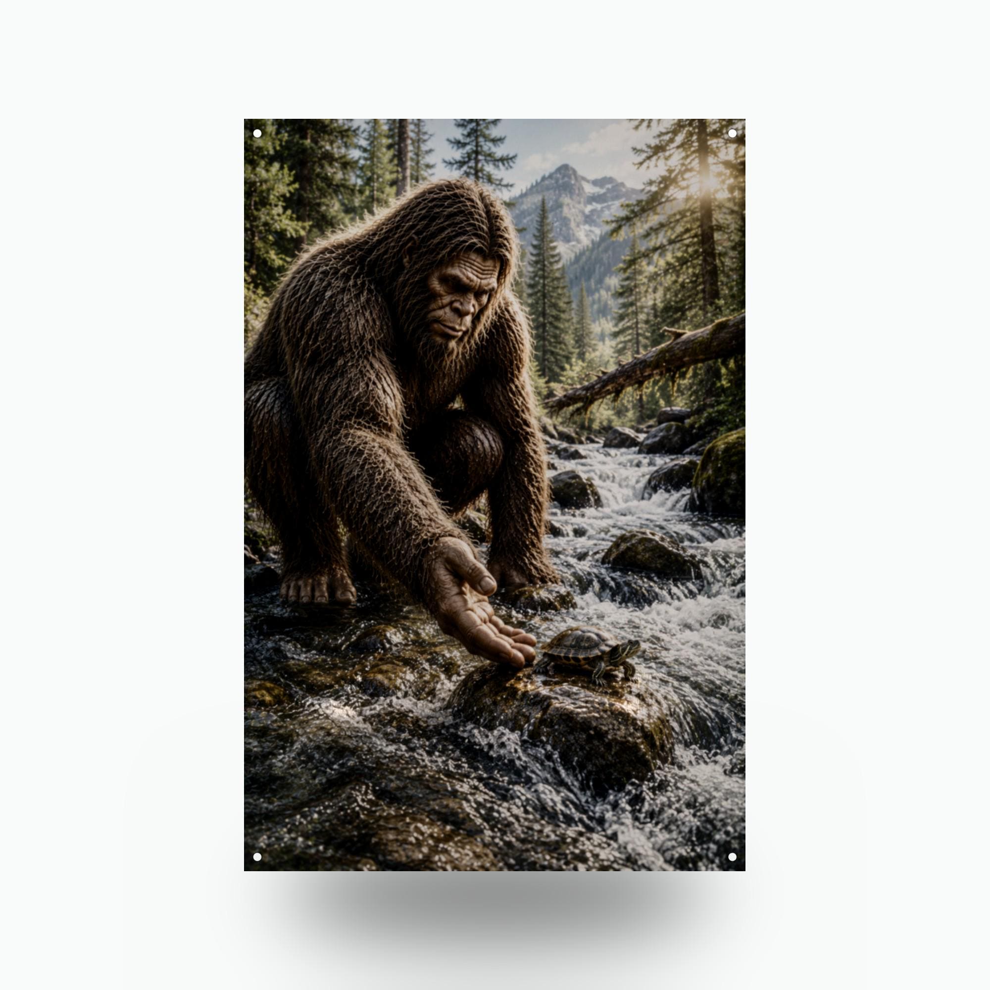 Creek Turtle Bigfoot Metal Sign Bigfoot Aluminum Sign — front view on white background