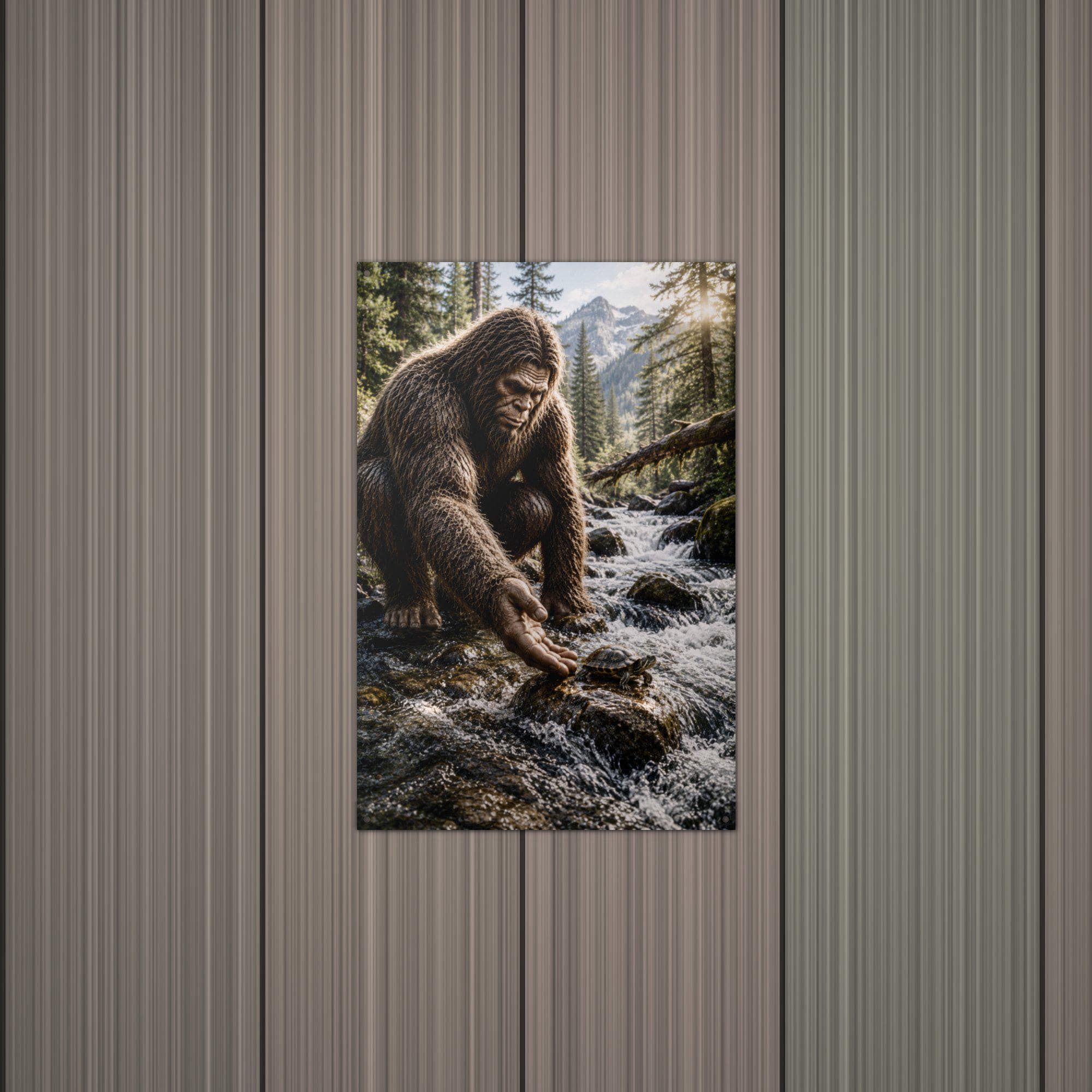 Creek Turtle Bigfoot Metal Sign Bigfoot Aluminum Sign — alternate angle