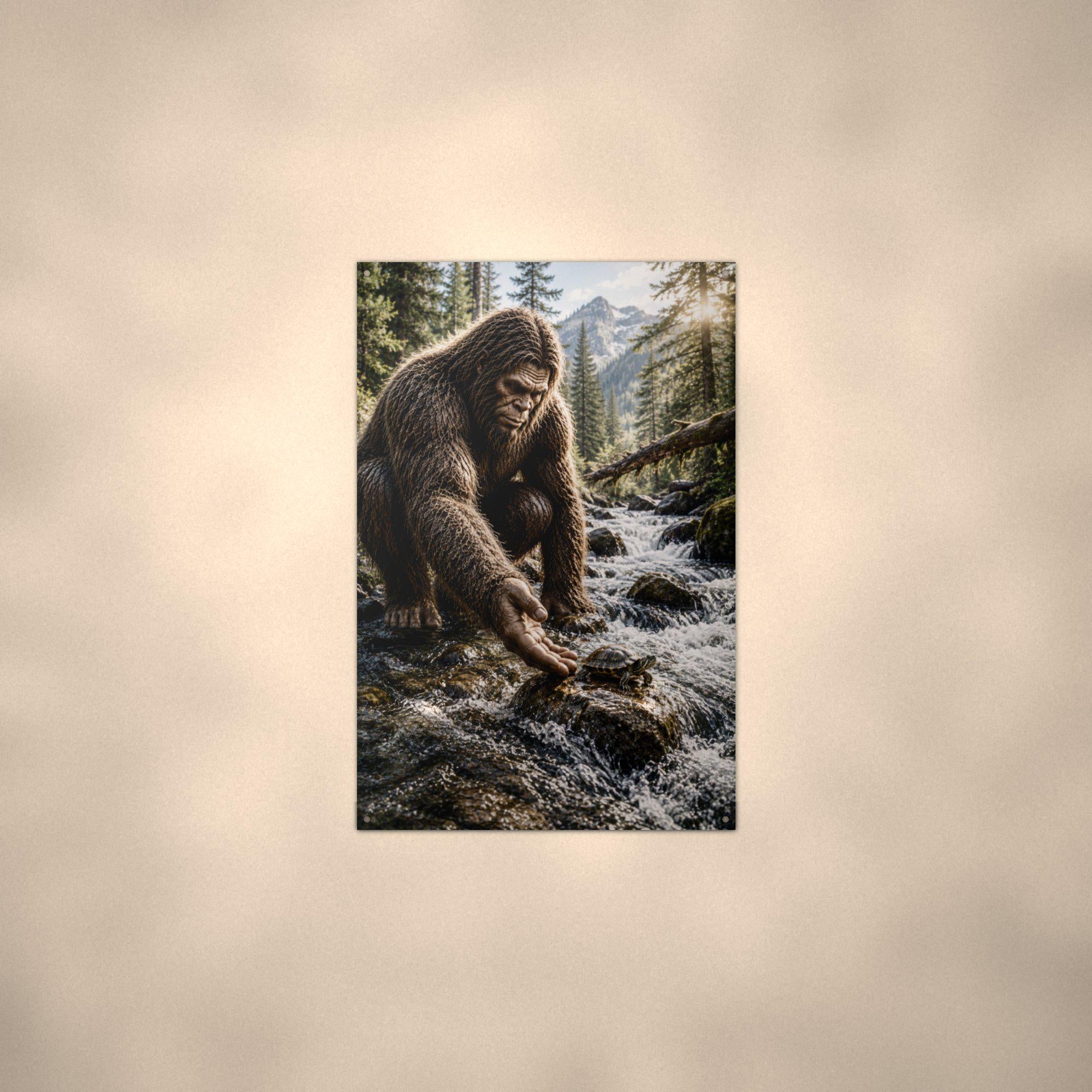 Creek Turtle Bigfoot Metal Sign Bigfoot Aluminum Sign — alternate angle