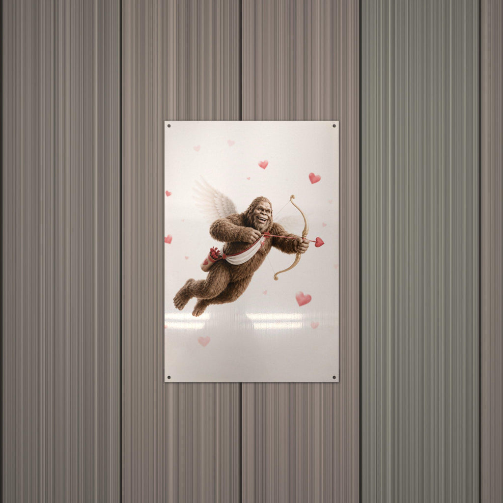 Valentine's Bigfoot Metal Sign Bigfoot Aluminum Sign — alternate angle