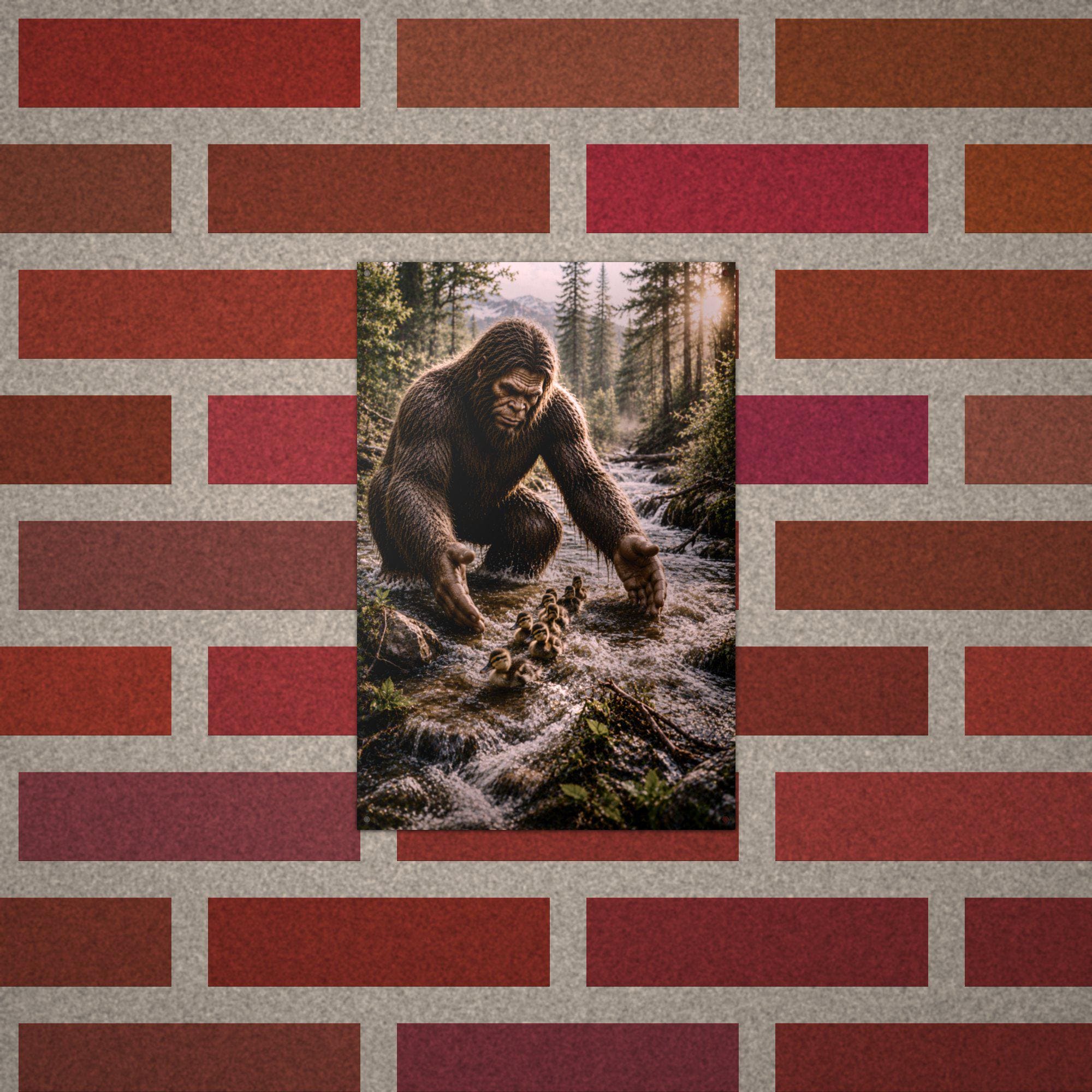Creek Ducklings Bigfoot Metal Sign Bigfoot Aluminum Sign — alternate angle