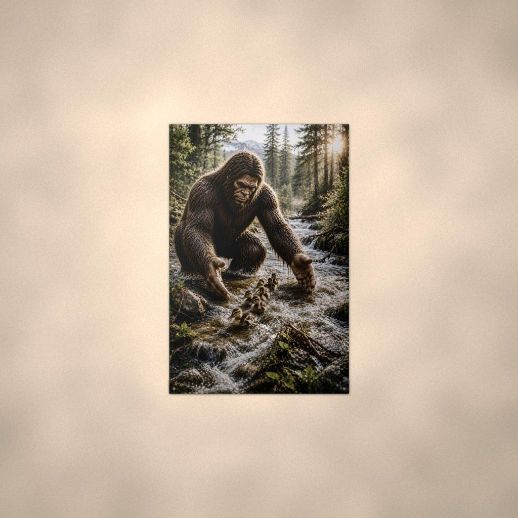 Creek Ducklings Bigfoot Metal Sign Bigfoot Aluminum Sign — alternate angle
