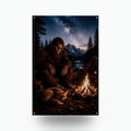 Milky Way Campfire Bigfoot Metal Sign Bigfoot Aluminum Sign — front view on white background