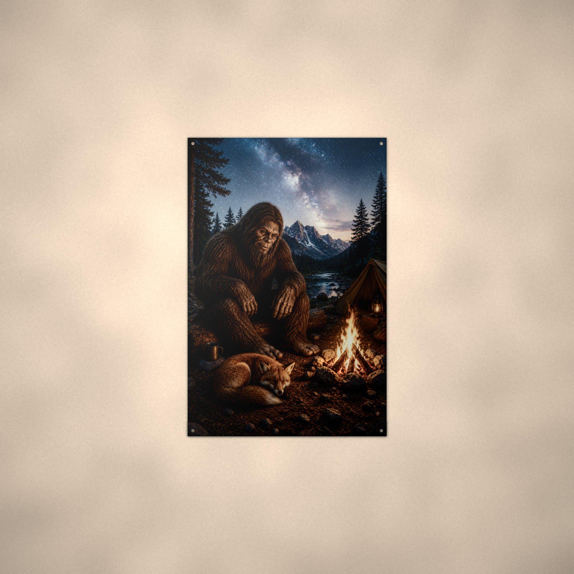 Milky Way Campfire Bigfoot Metal Sign Bigfoot Aluminum Sign — alternate angle