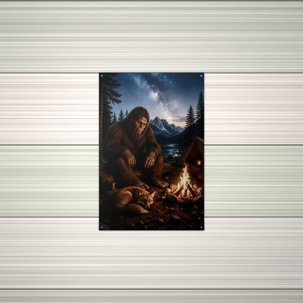 Milky Way Campfire Bigfoot Metal Sign Bigfoot Aluminum Sign — alternate angle