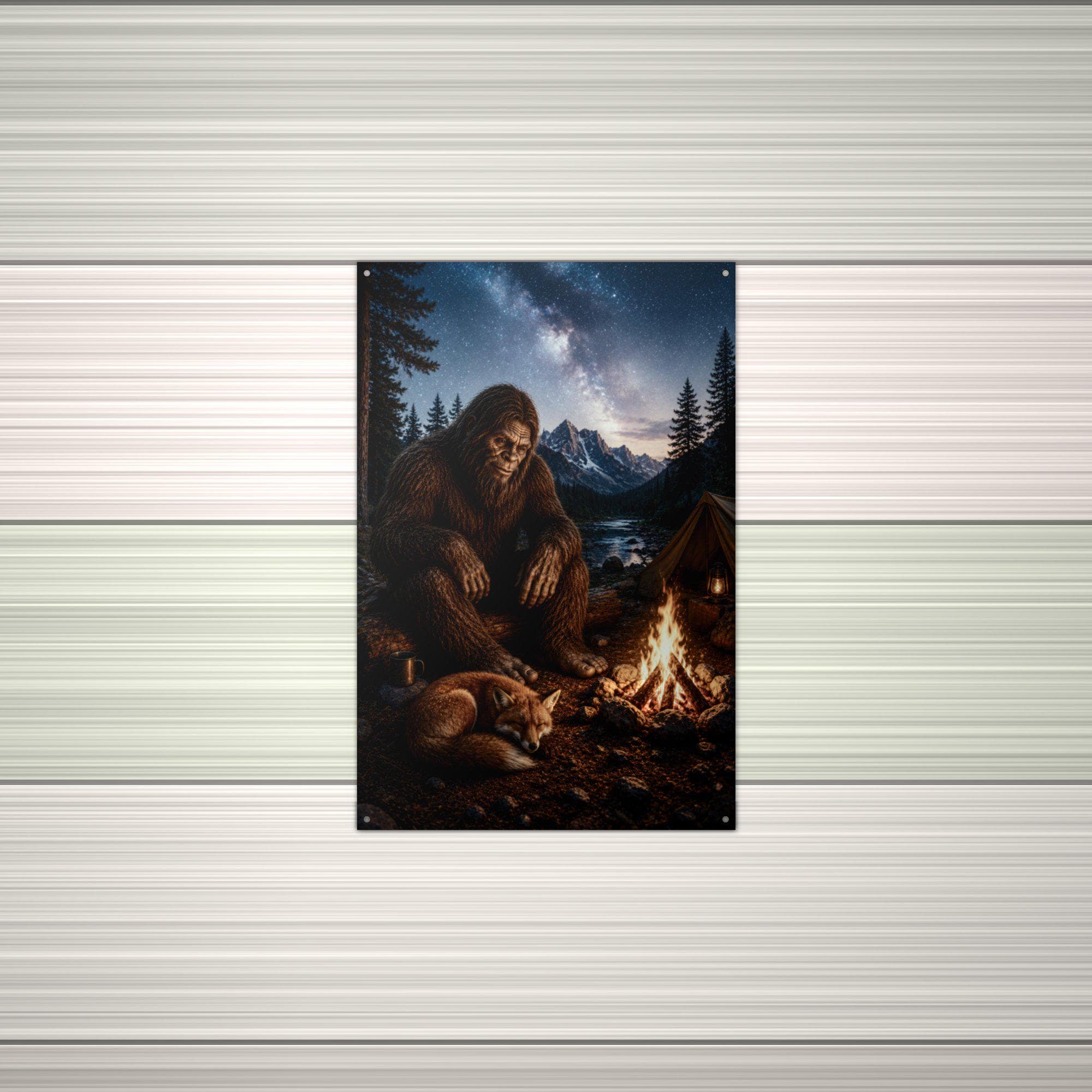 Milky Way Campfire Bigfoot Metal Sign Bigfoot Aluminum Sign — alternate angle