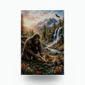 Waterfall Deer Bigfoot Metal Sign Bigfoot Aluminum Sign — front view on white background
