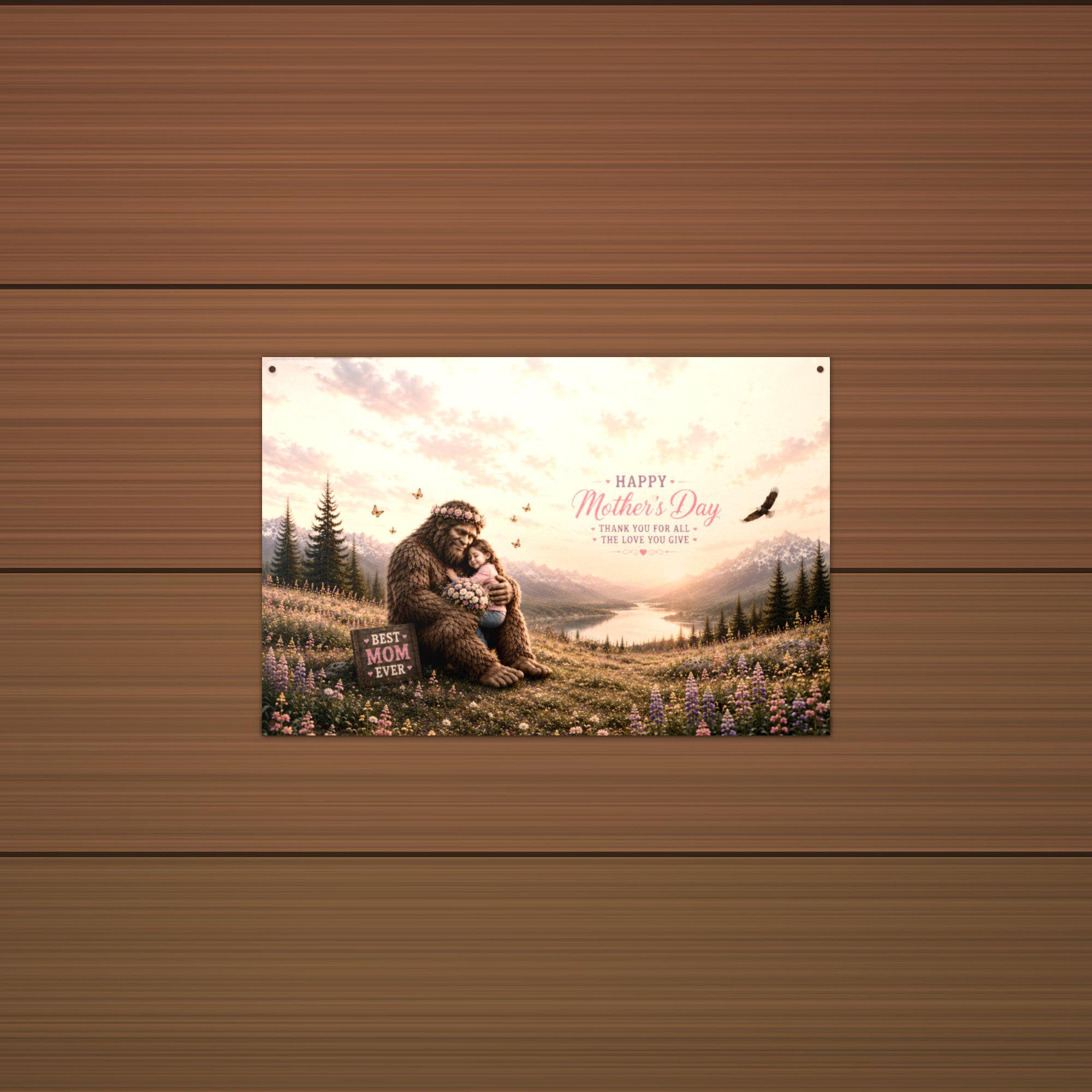 Mother's Day Bigfoot Metal Sign Bigfoot Aluminum Sign — detail view