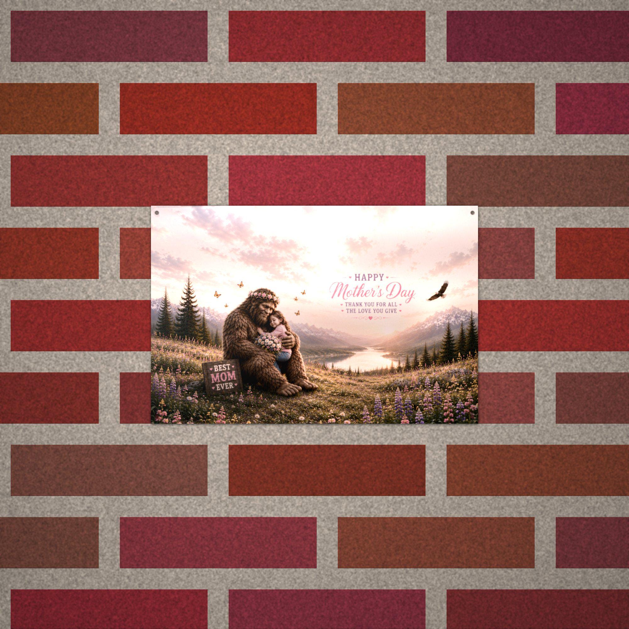 Mother's Day Bigfoot Metal Sign Bigfoot Aluminum Sign — alternate angle
