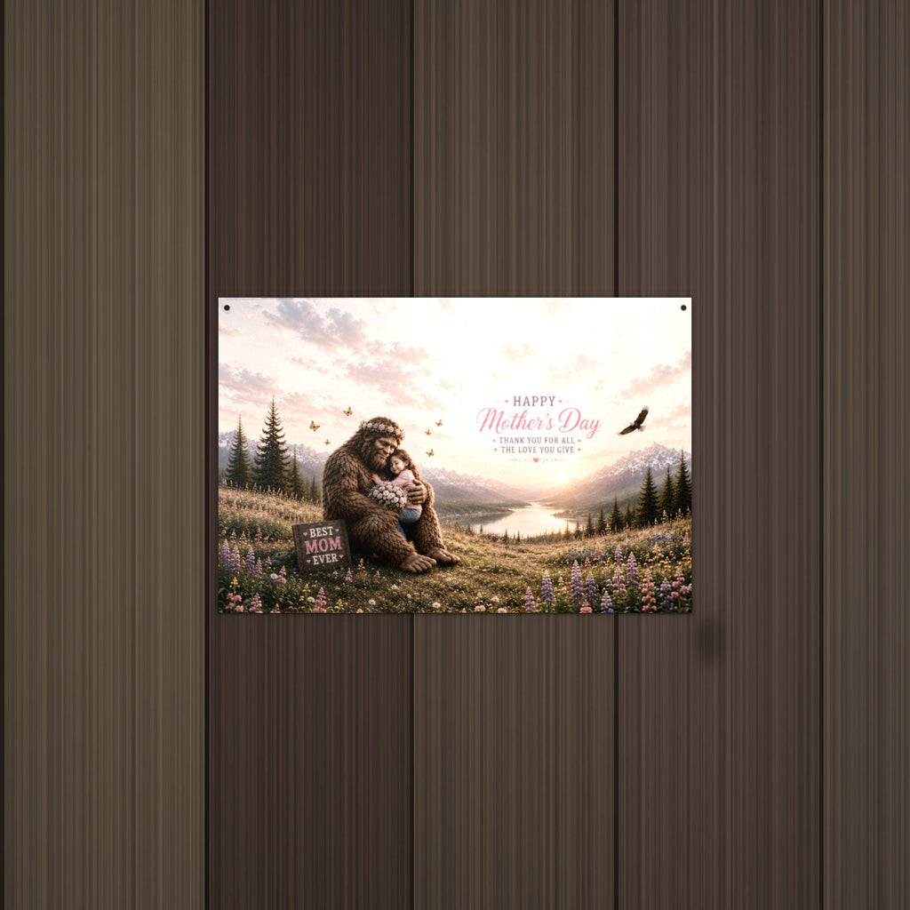 Mother's Day Bigfoot Metal Sign Bigfoot Aluminum Sign — alternate angle