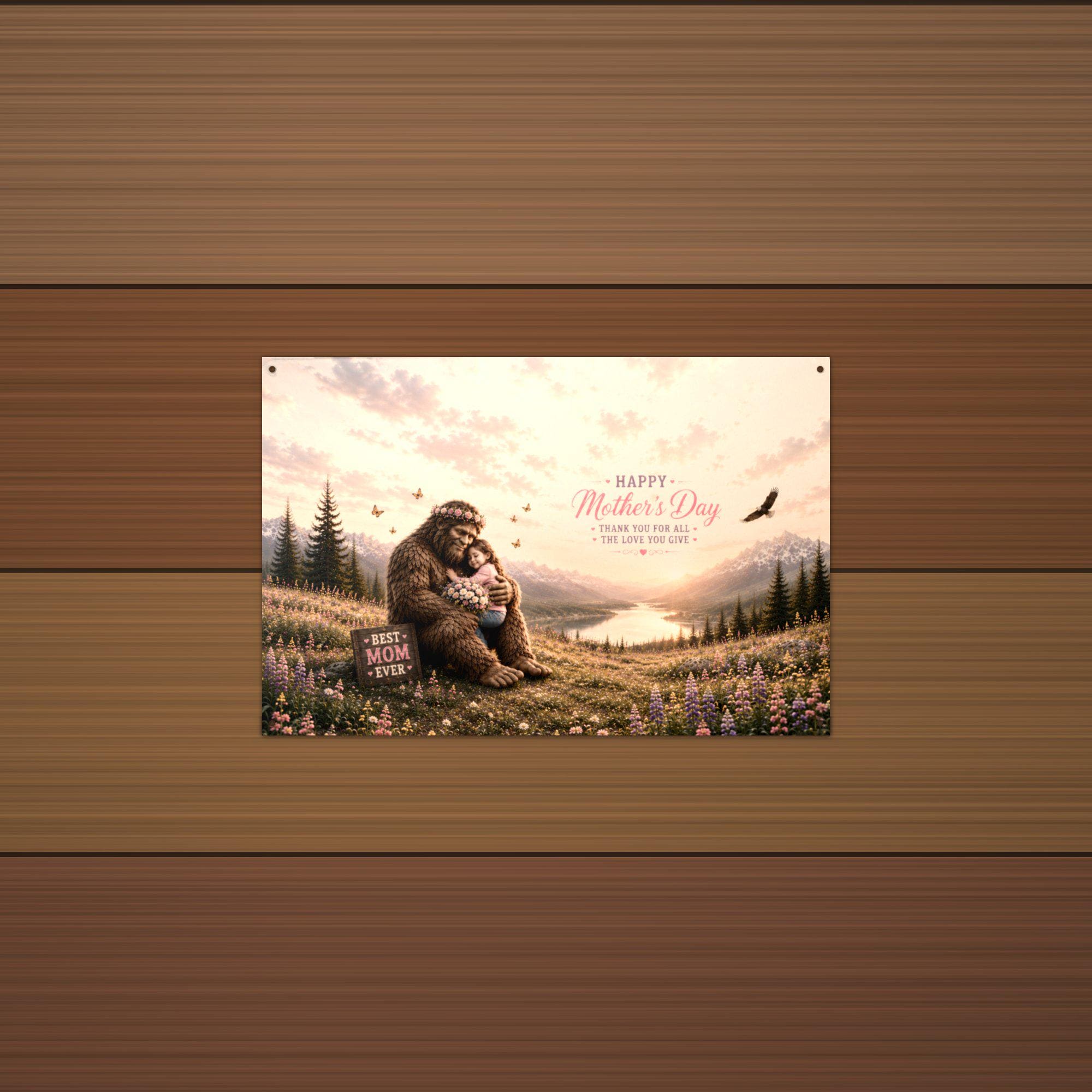 Mother's Day Bigfoot Metal Sign Bigfoot Aluminum Sign — alternate angle