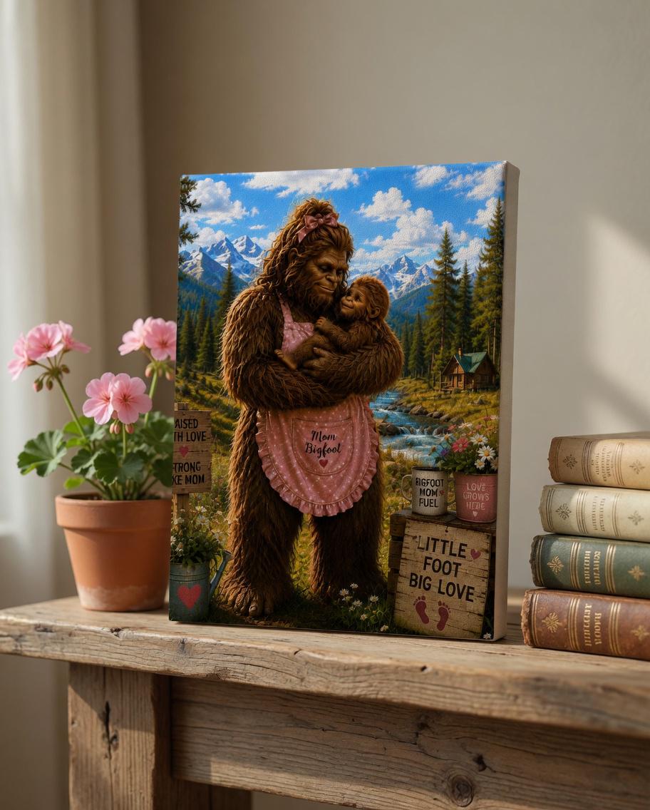 Mom Bigfoot Canvas Print Canvas Print — front view on white background