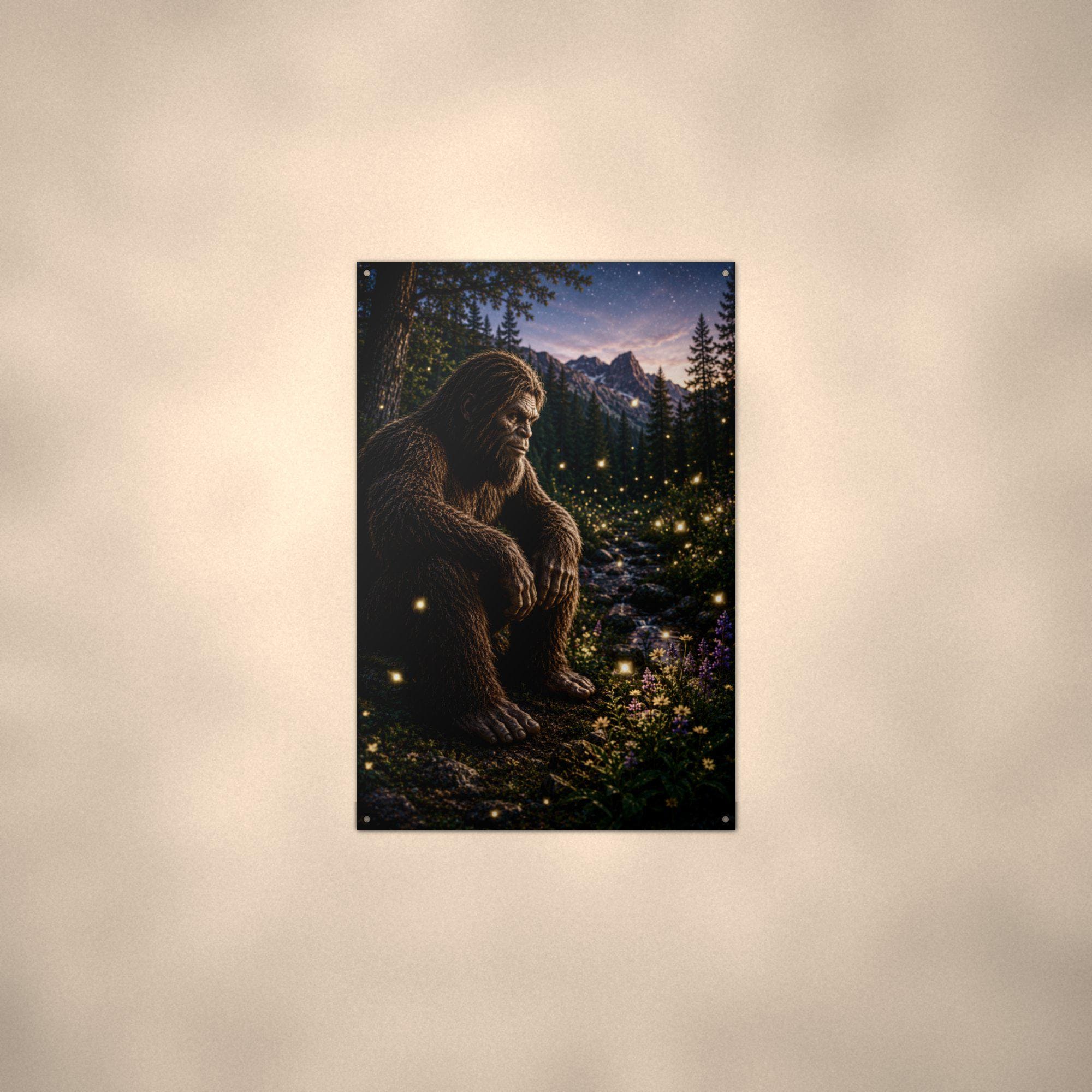 Firefly Night Bigfoot Metal Sign Bigfoot Aluminum Sign — alternate angle