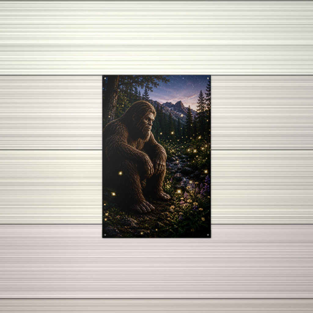 Firefly Night Bigfoot Metal Sign Bigfoot Aluminum Sign — alternate angle
