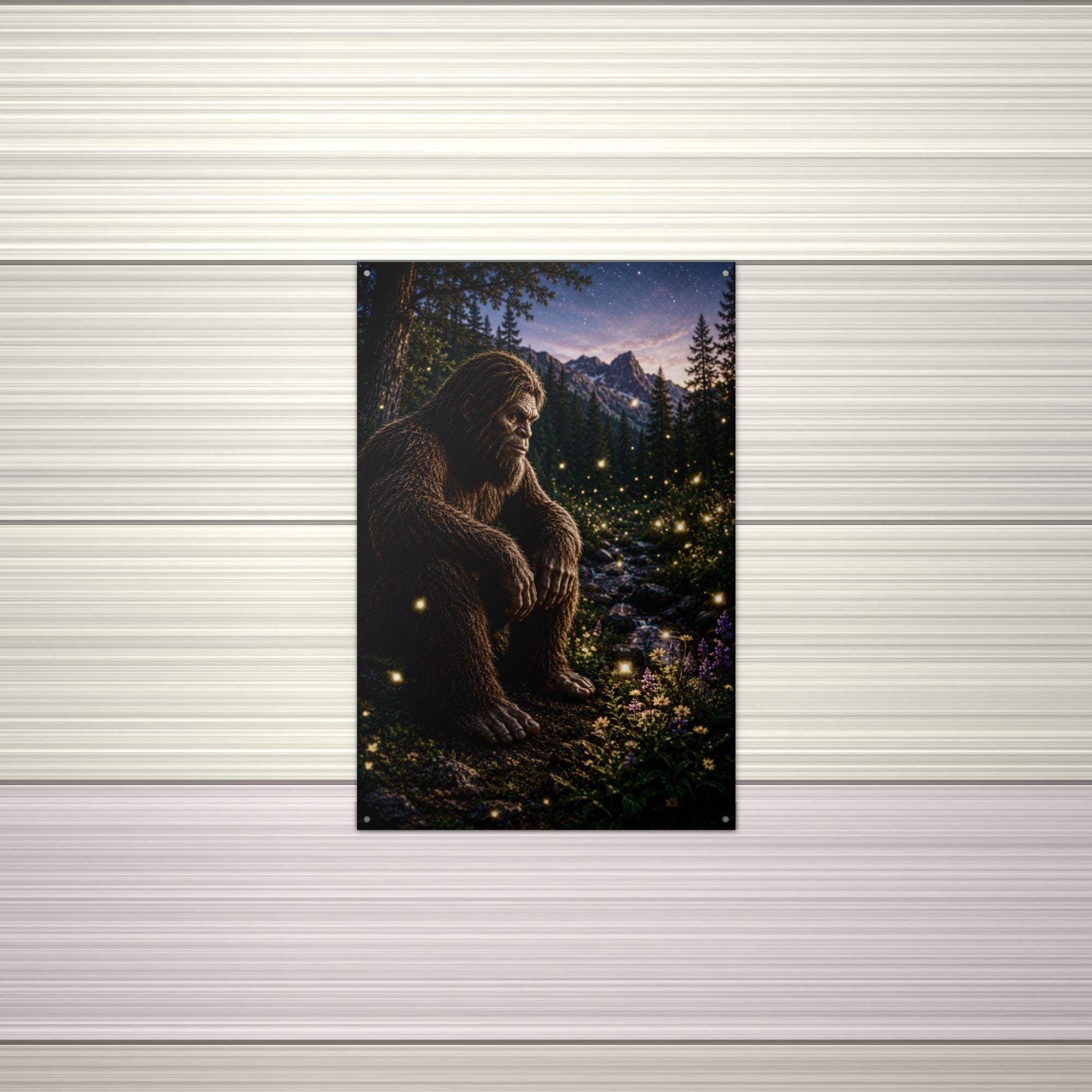Firefly Night Bigfoot Metal Sign Bigfoot Aluminum Sign — alternate angle