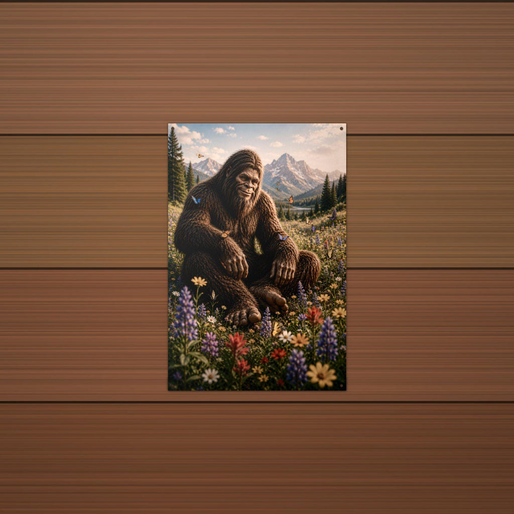 Wildflower Valley Bigfoot Metal Sign Bigfoot Aluminum Sign — detail view