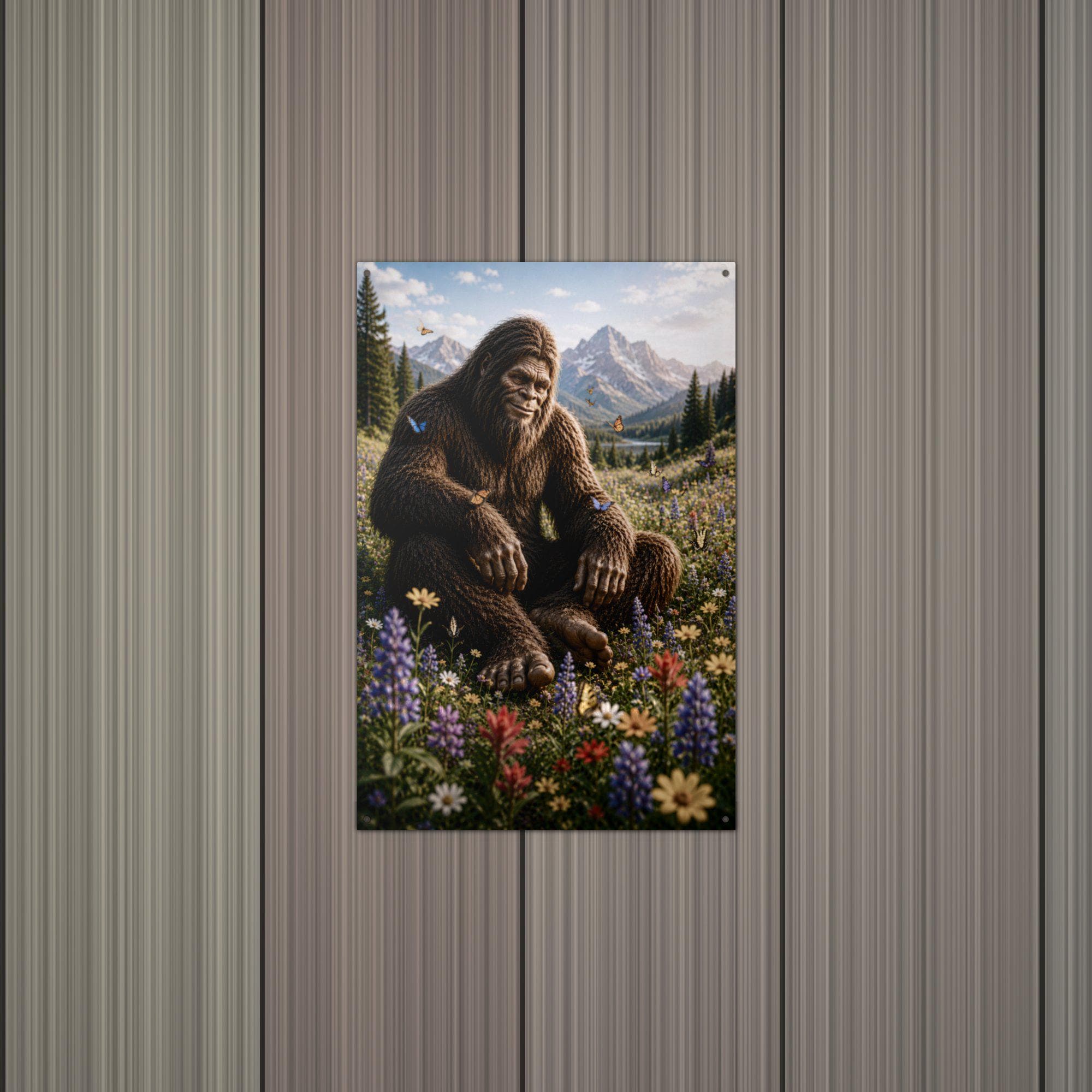 Wildflower Valley Bigfoot Metal Sign Bigfoot Aluminum Sign — alternate angle