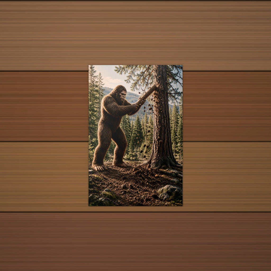 Tree Knocker Bigfoot Metal Sign Bigfoot Aluminum Sign — detail view