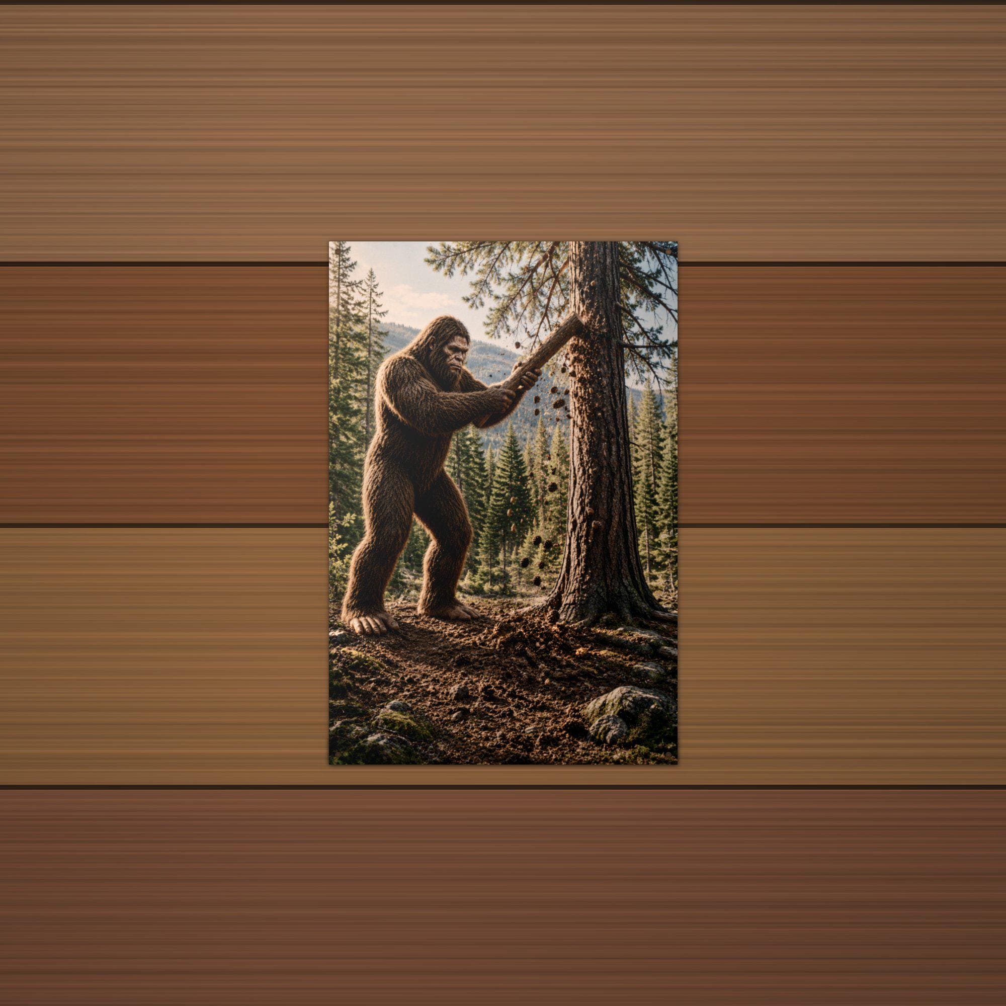 Tree Knocker Bigfoot Metal Sign Bigfoot Aluminum Sign — detail view