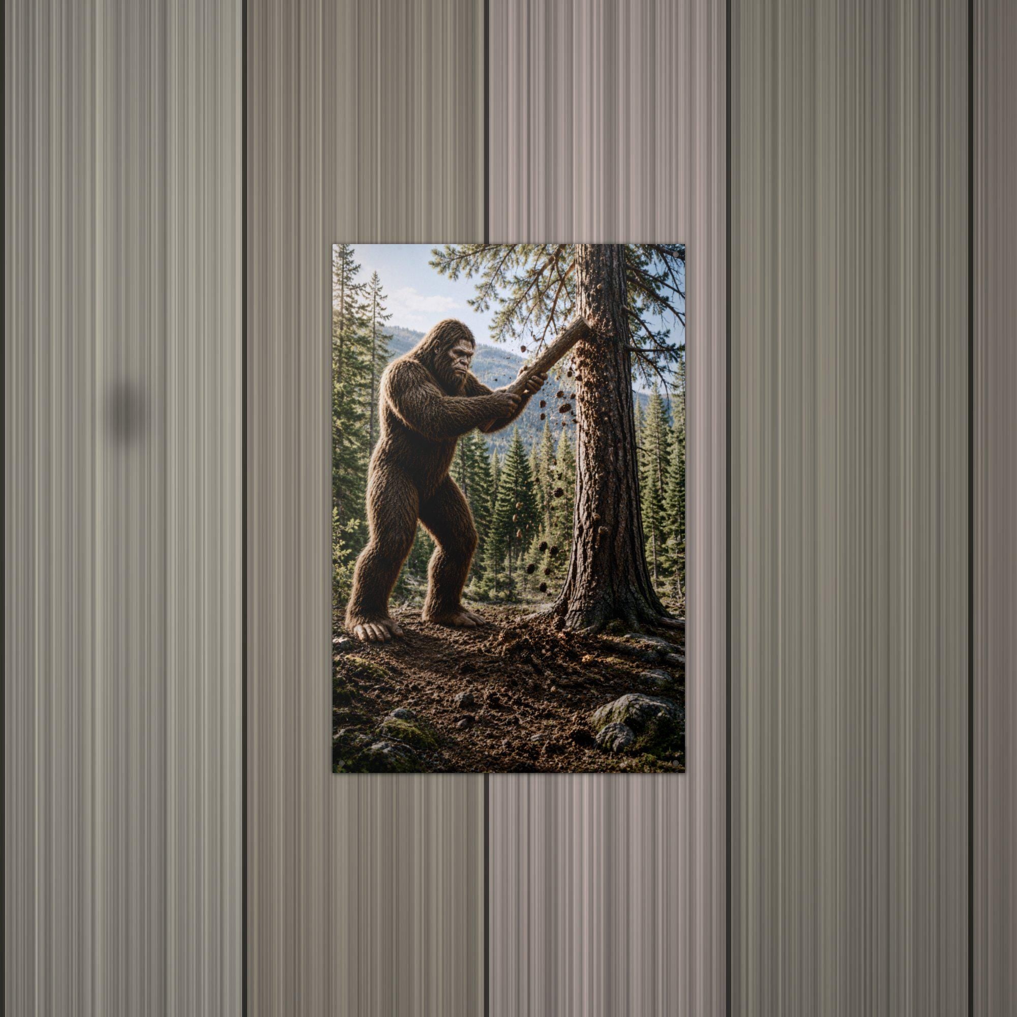 Tree Knocker Bigfoot Metal Sign Bigfoot Aluminum Sign — alternate angle