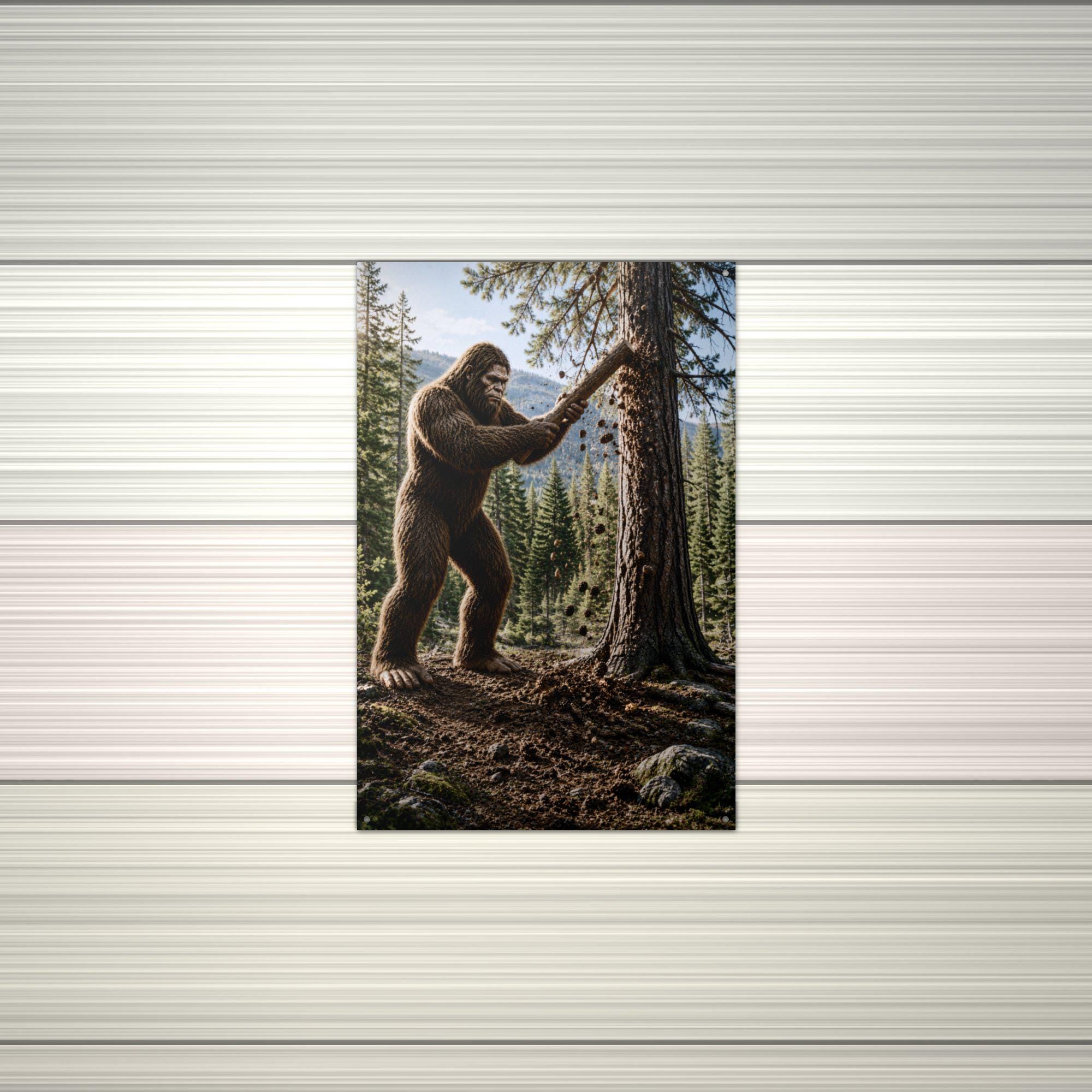 Tree Knocker Bigfoot Metal Sign Bigfoot Aluminum Sign — alternate angle
