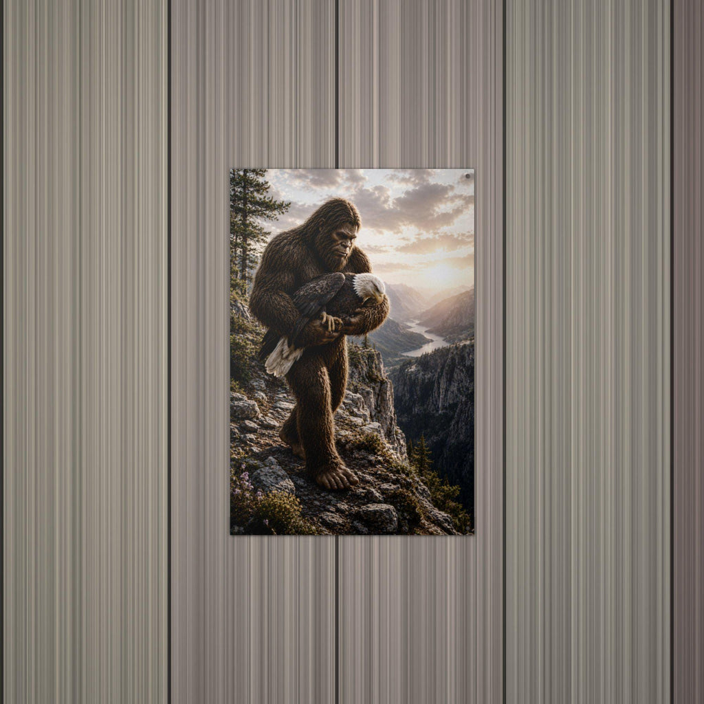 Mountain Climb Bigfoot Metal Sign Bigfoot Aluminum Sign — alternate angle