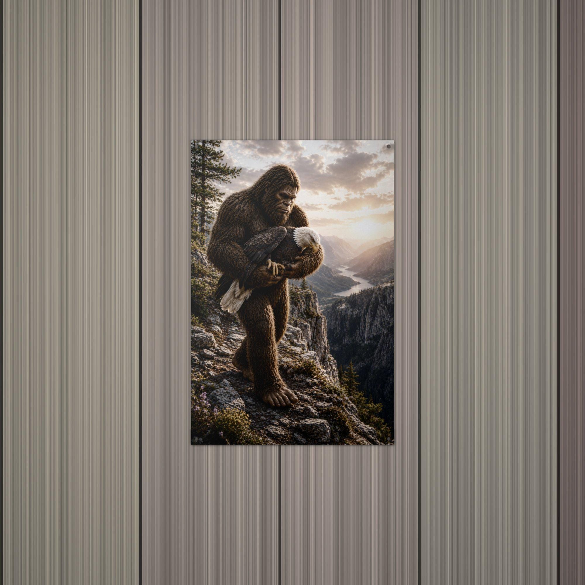 Mountain Climb Bigfoot Metal Sign Bigfoot Aluminum Sign — alternate angle