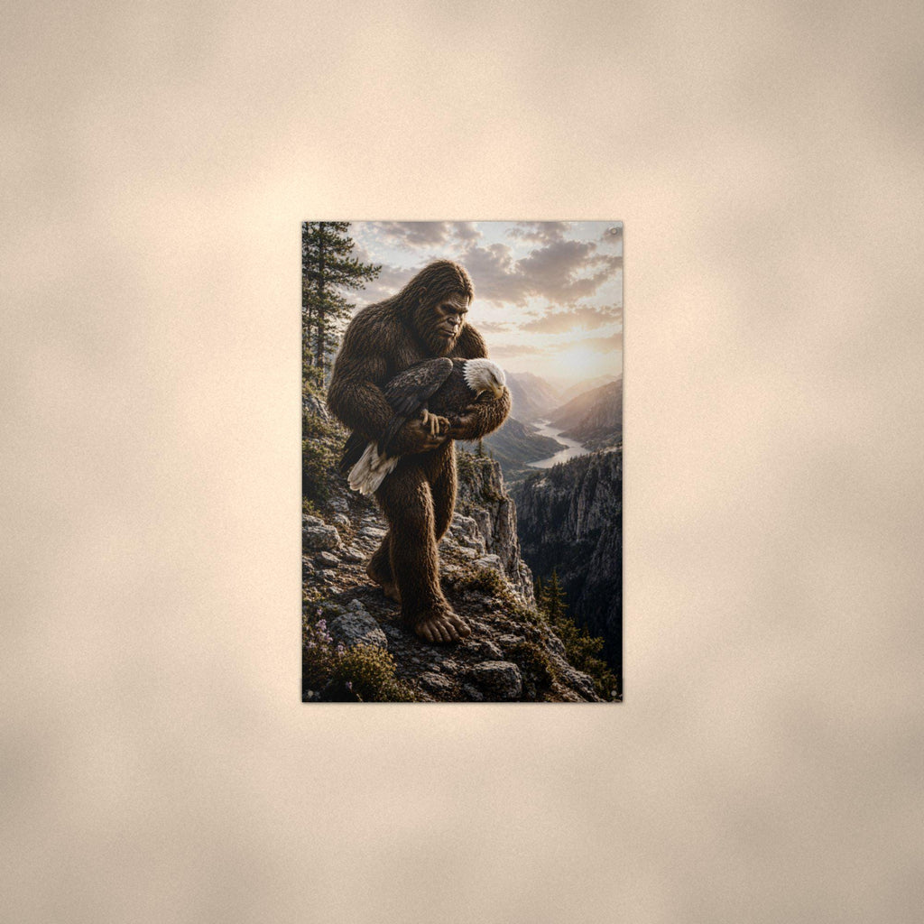 Mountain Climb Bigfoot Metal Sign Bigfoot Aluminum Sign — alternate angle