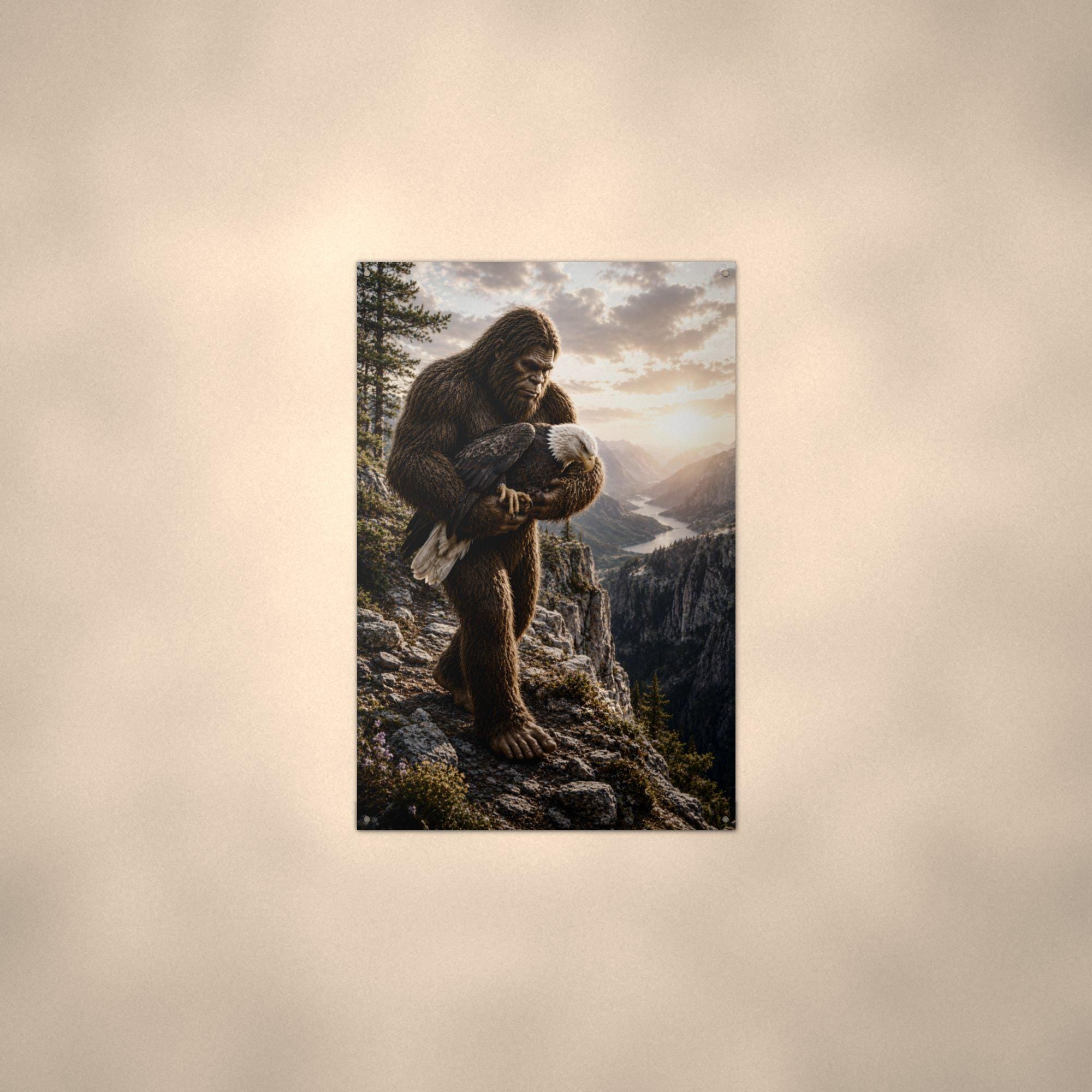 Mountain Climb Bigfoot Metal Sign Bigfoot Aluminum Sign — alternate angle