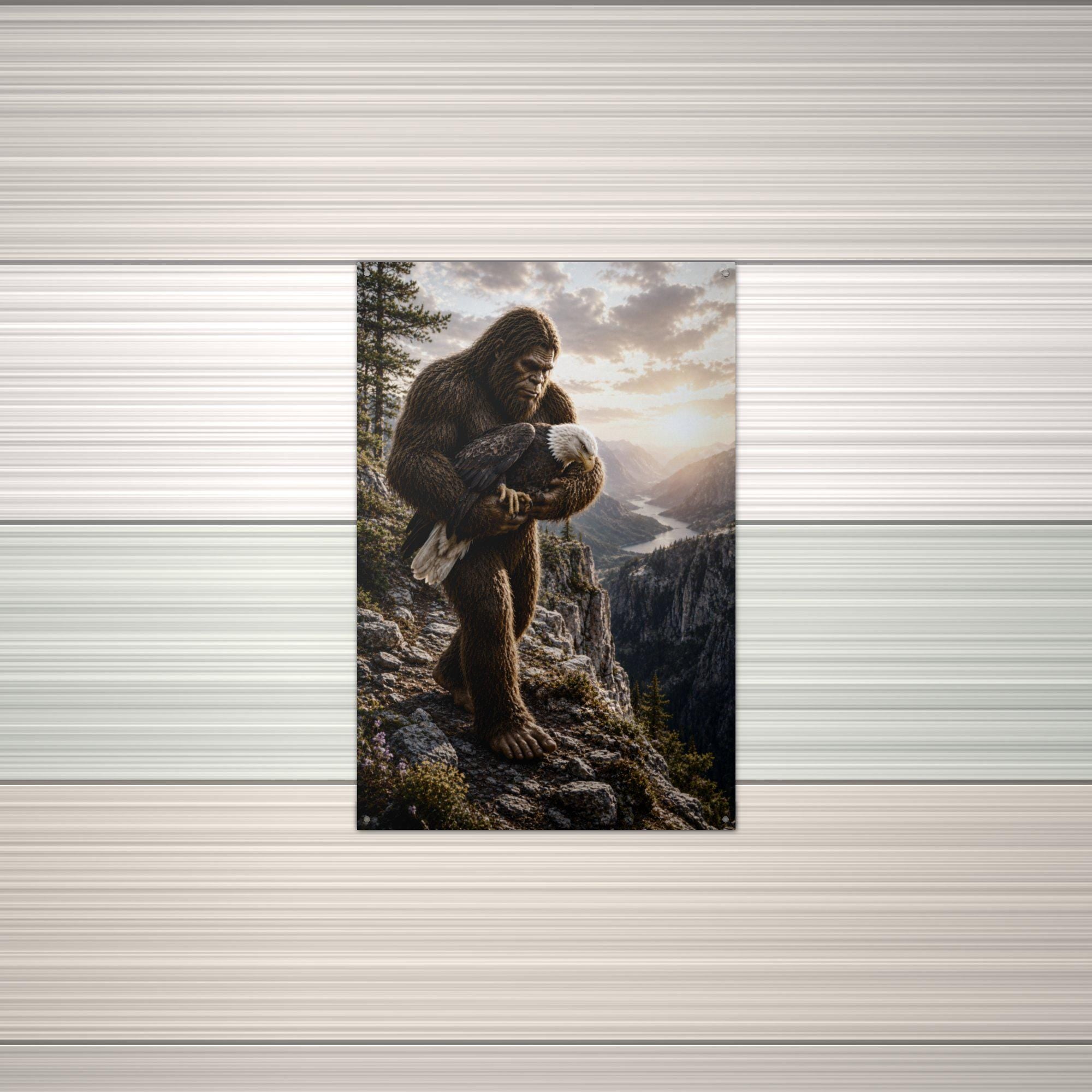 Mountain Climb Bigfoot Metal Sign Bigfoot Aluminum Sign — alternate angle