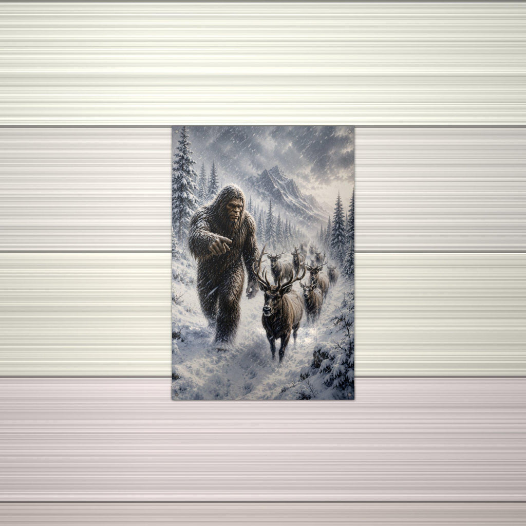 Reindeer Blizzard Bigfoot Metal Sign Bigfoot Aluminum Sign — alternate angle