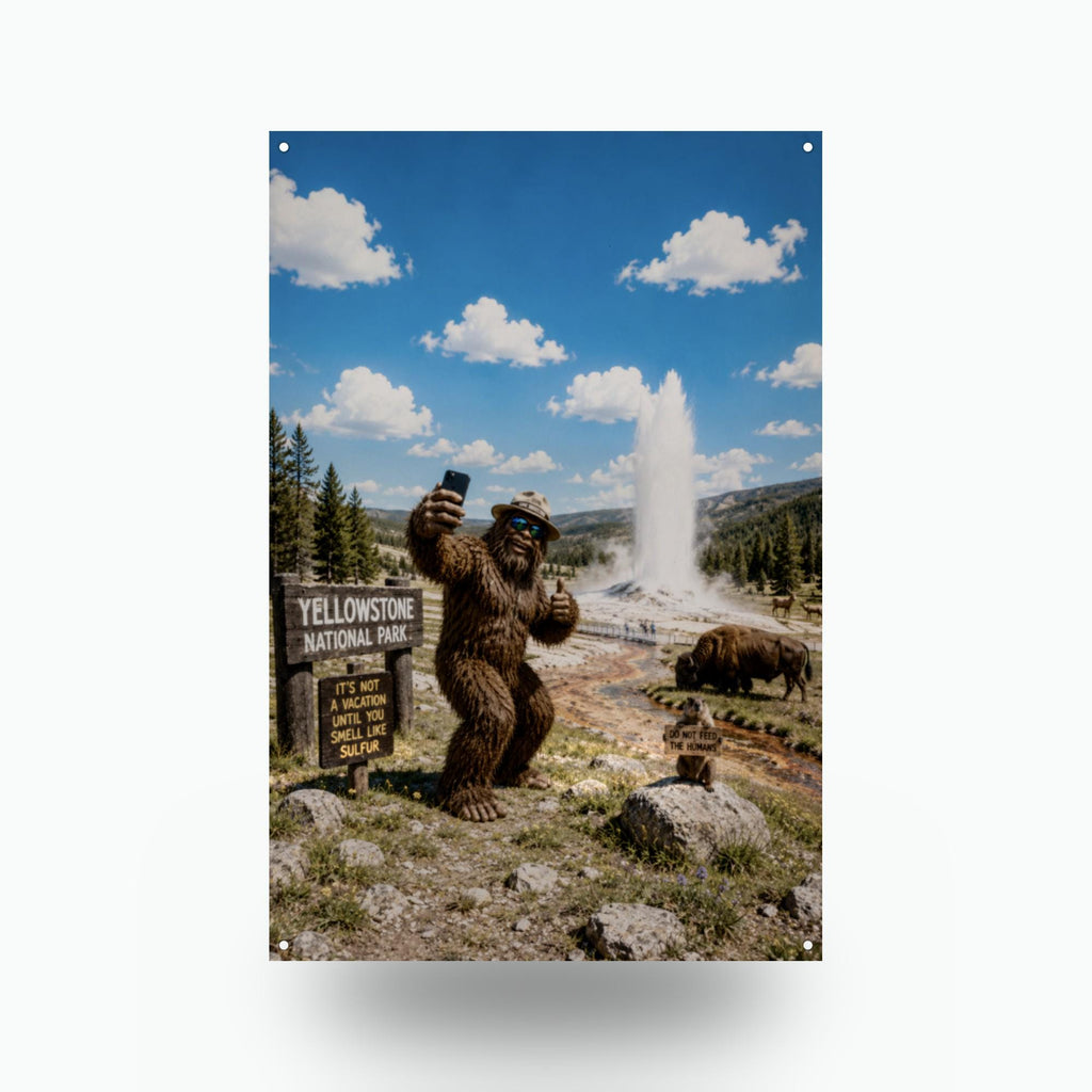 Yellowstone Bigfoot Metal Sign Bigfoot Aluminum Sign — front view on white background