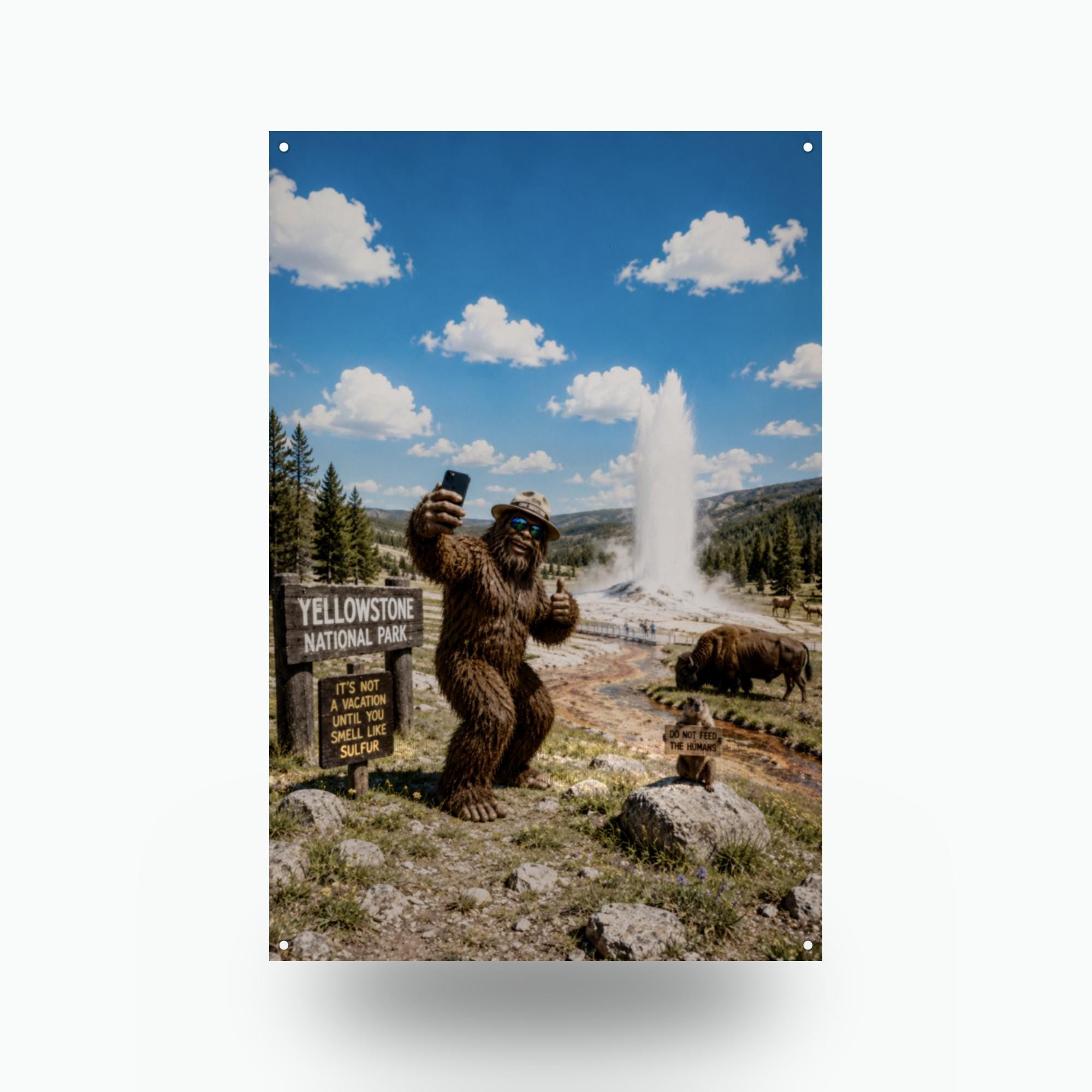 Yellowstone Bigfoot Metal Sign Bigfoot Aluminum Sign — front view on white background