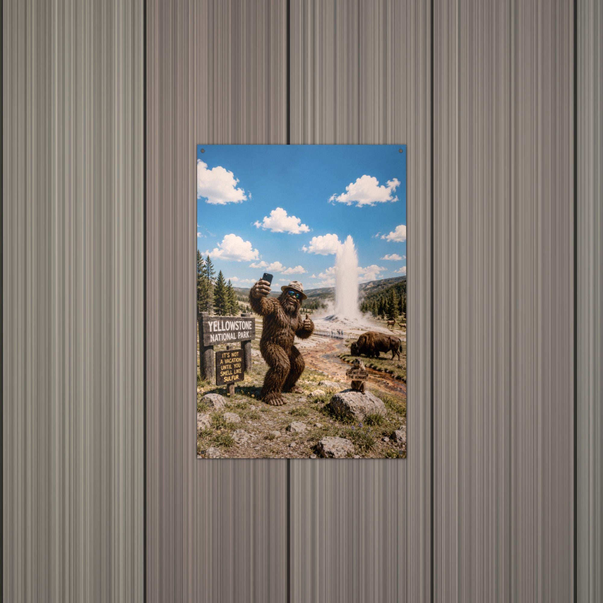 Yellowstone Bigfoot Metal Sign Bigfoot Aluminum Sign — alternate angle