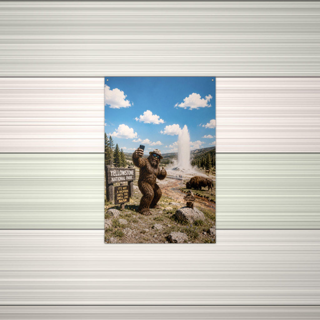 Yellowstone Bigfoot Metal Sign Bigfoot Aluminum Sign — alternate angle