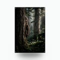Peekaboo Pine Bigfoot Metal Sign Wood Sign — front view on white background